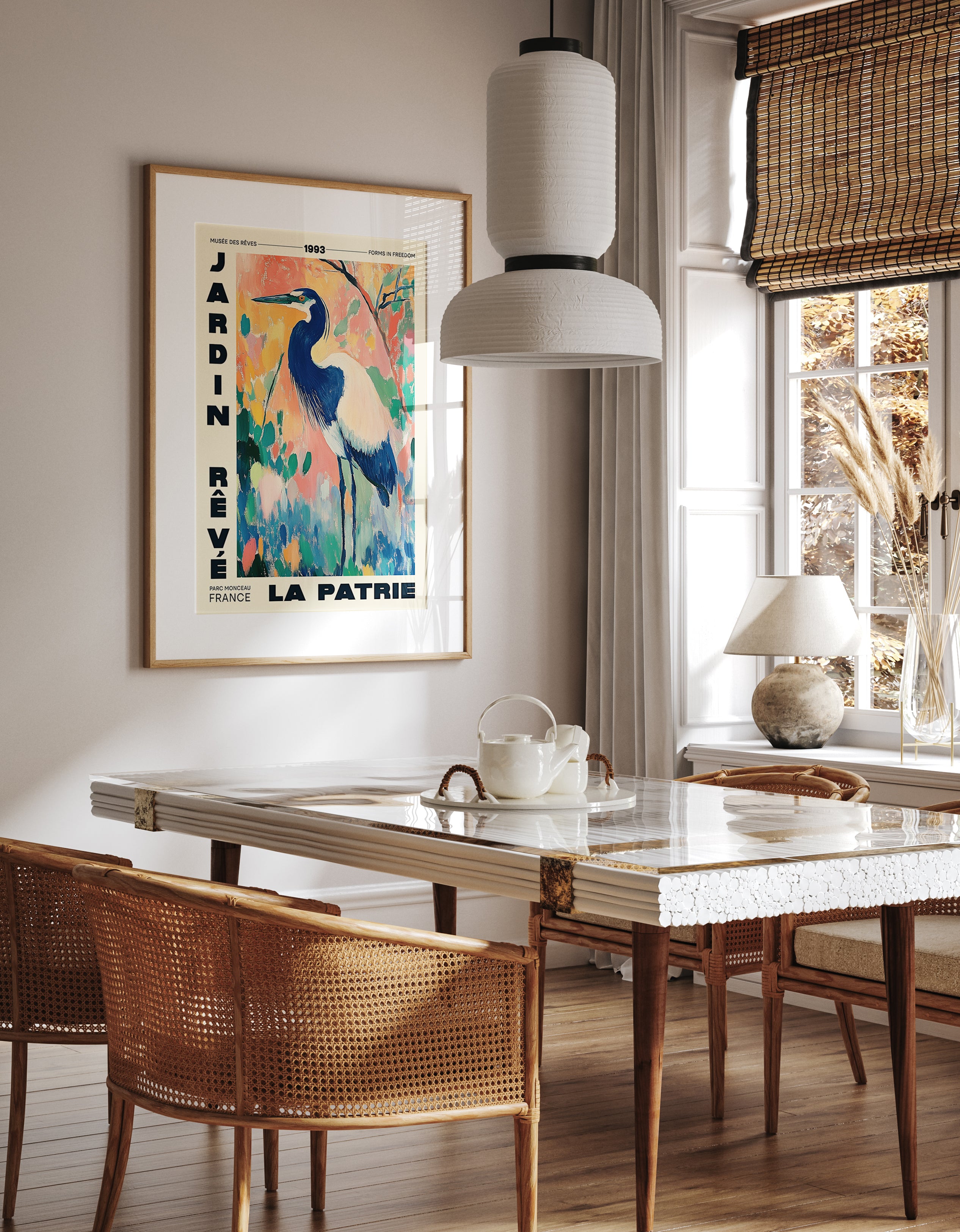 Jardin Rêvé Elegant Blue Heron Art Print