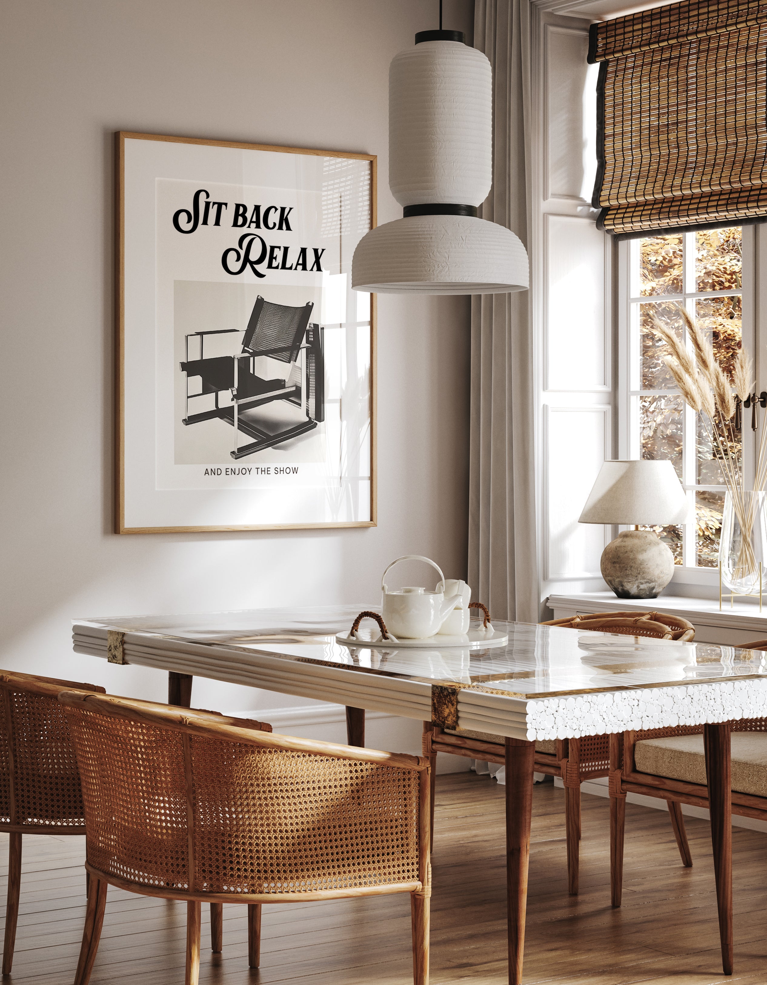 Bauhaus Style Chair With Retro Typography Print