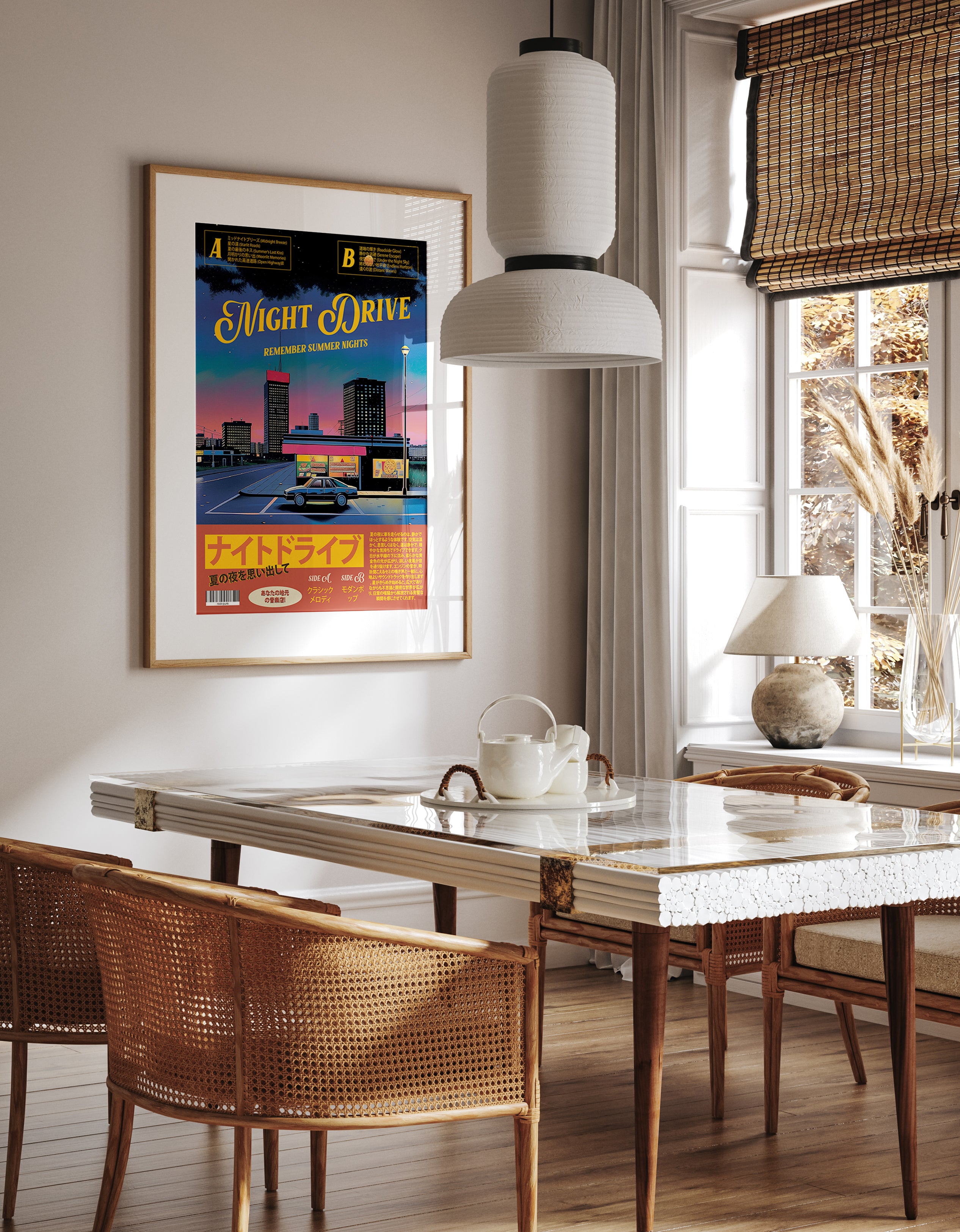 Retro City Night Drive Japanese Typography Nostalgic Print