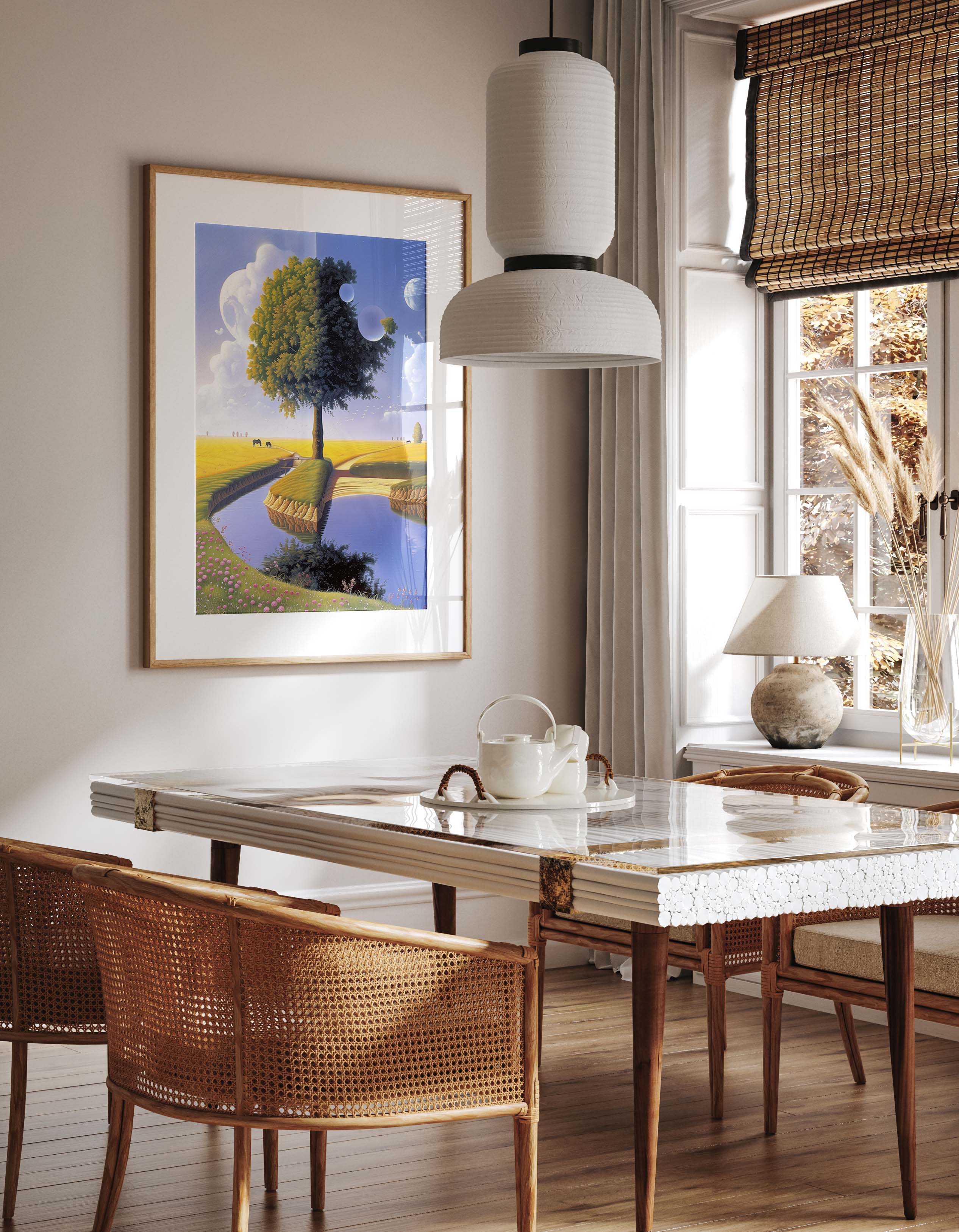 Tree Duality Dreamlike Day Night Print