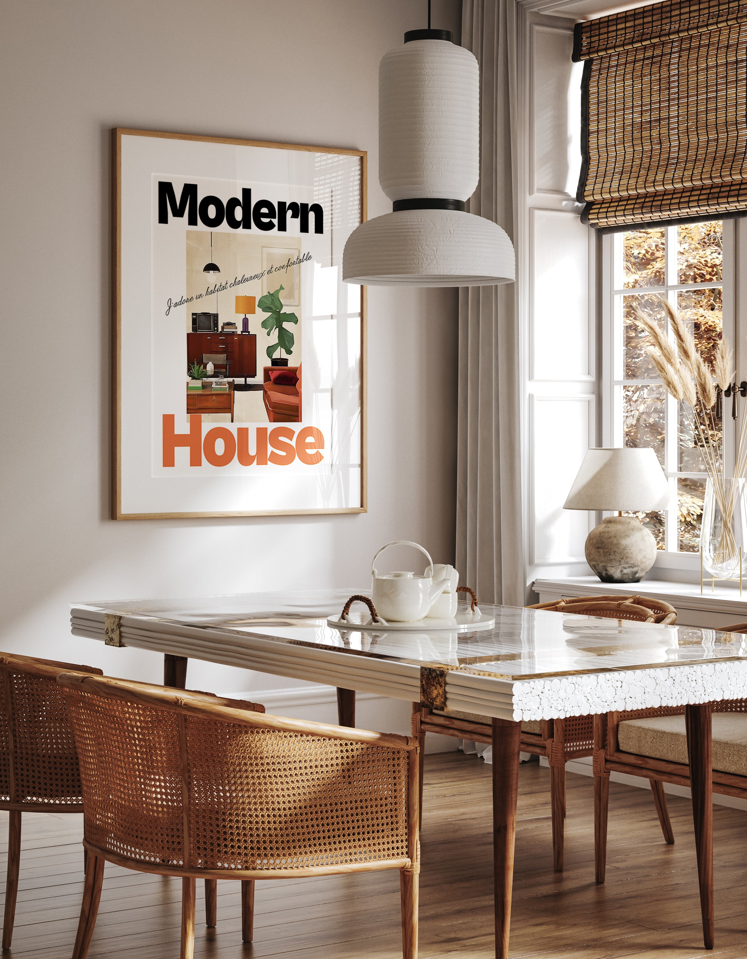 Warm Mid-Century Living Room Art Print
