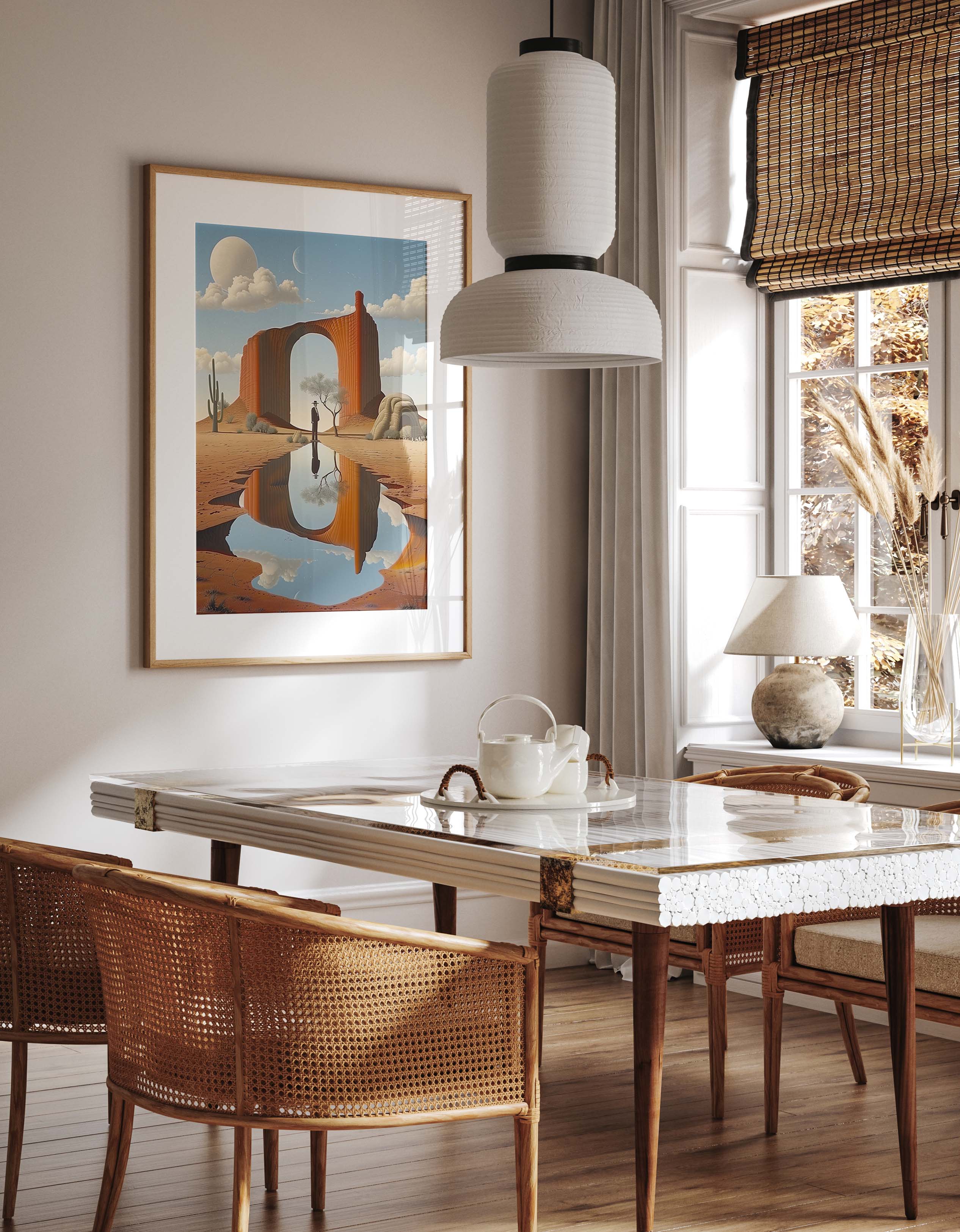 Surreal Desert Arch Reflection Landscape Art Print