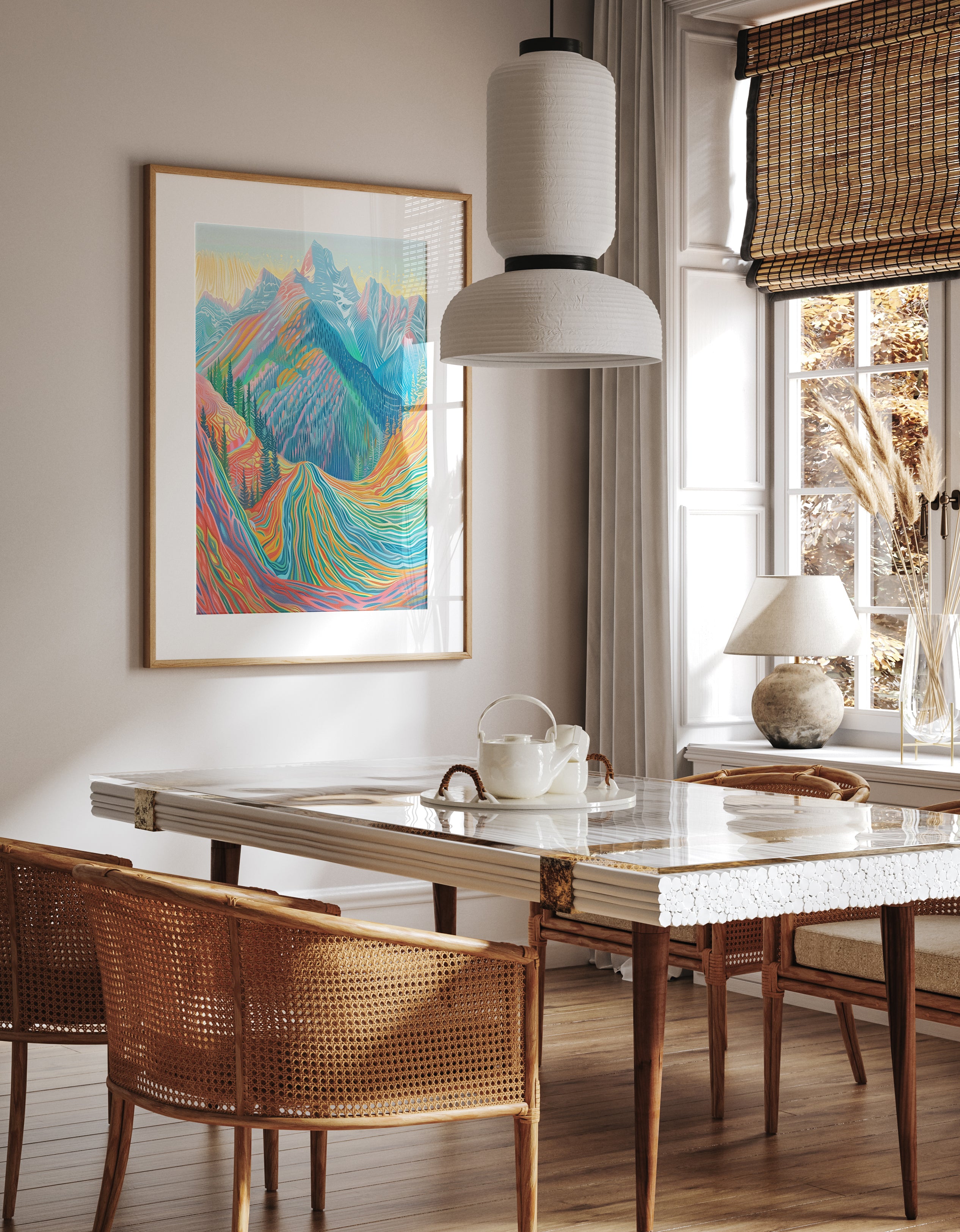 Vibrant Abstract Mountain Print