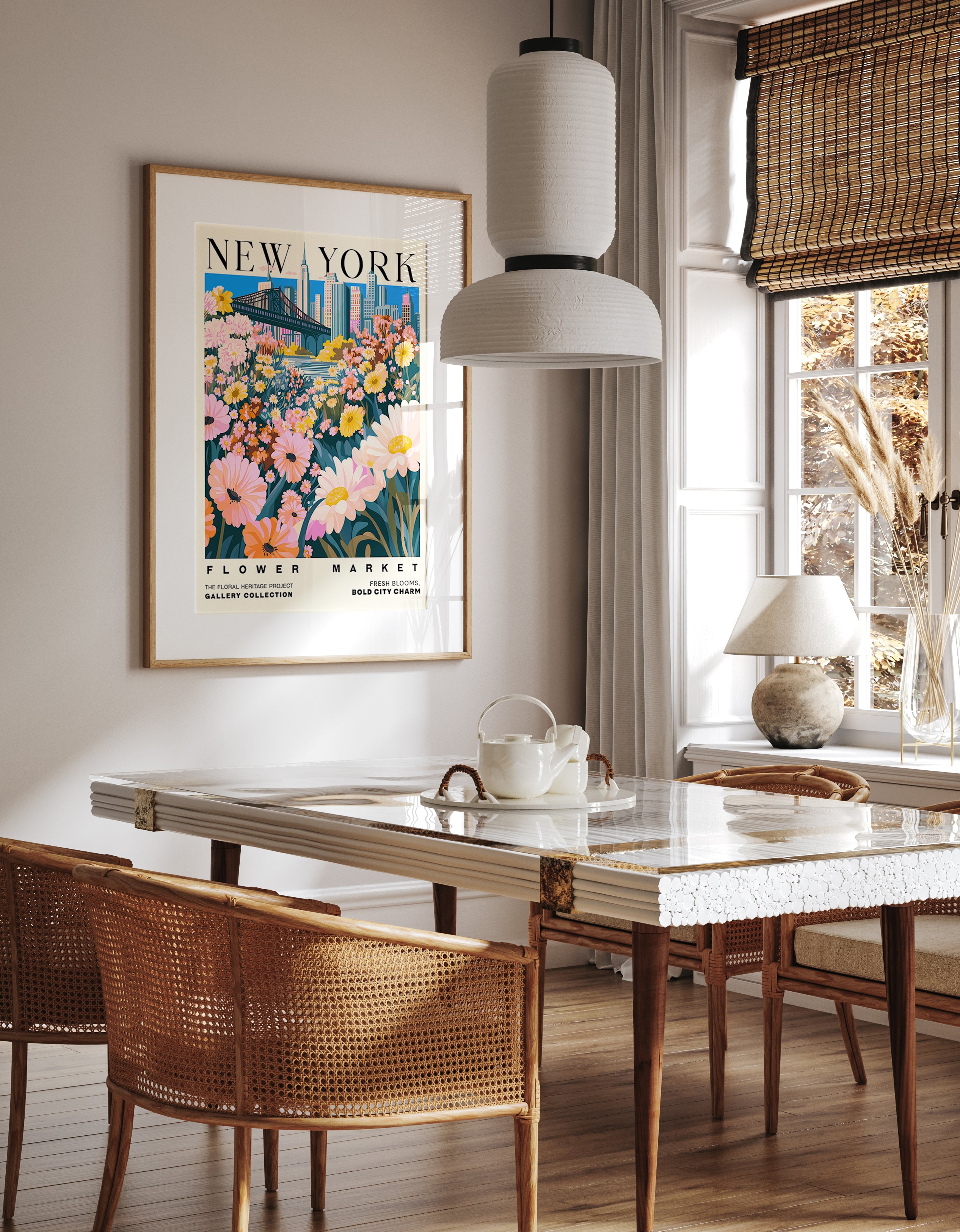 New York Flower Market Cityscape Art Print