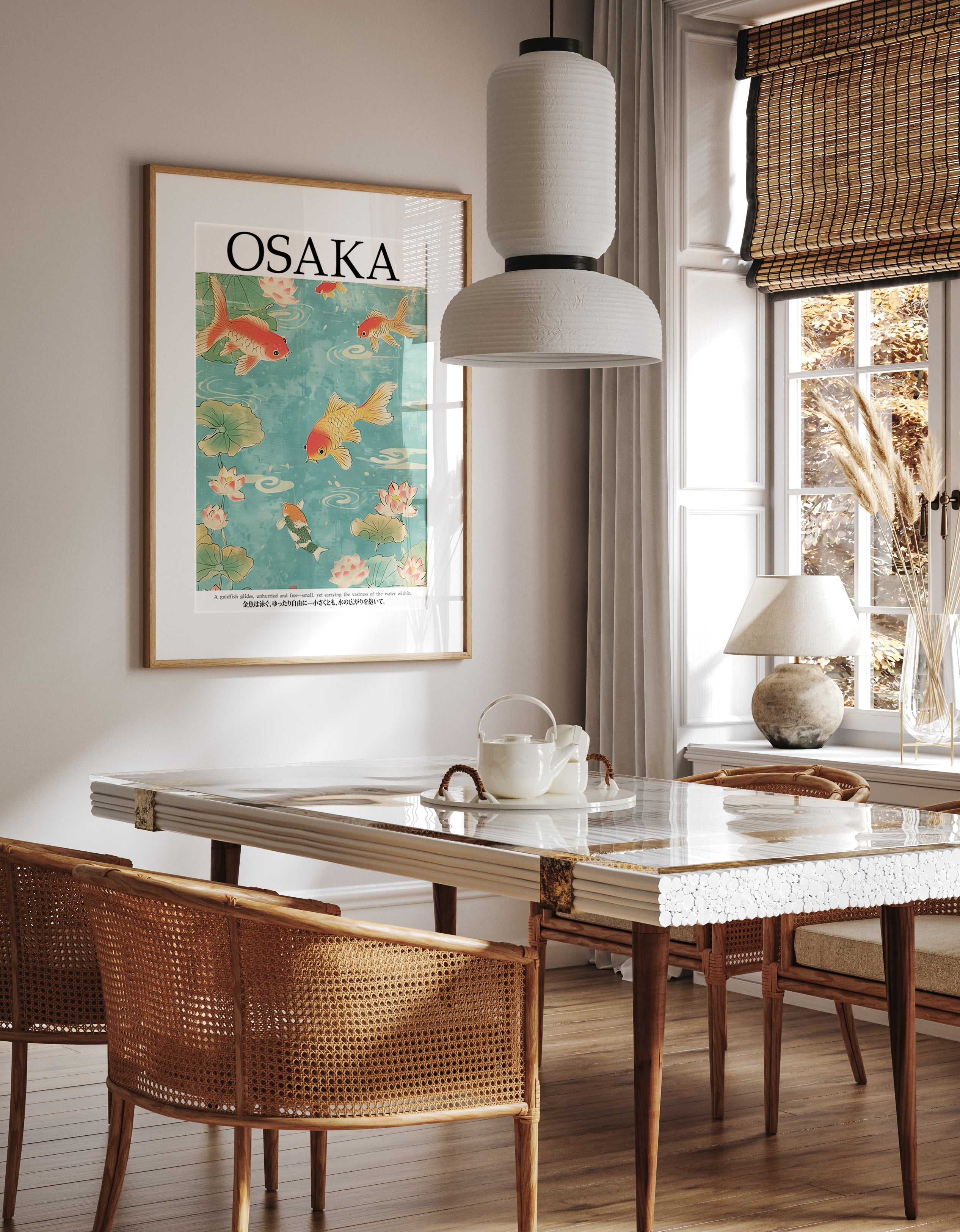 Goldfish and Lotus Pond Poster - Vintage Japanese Osaka Design Print