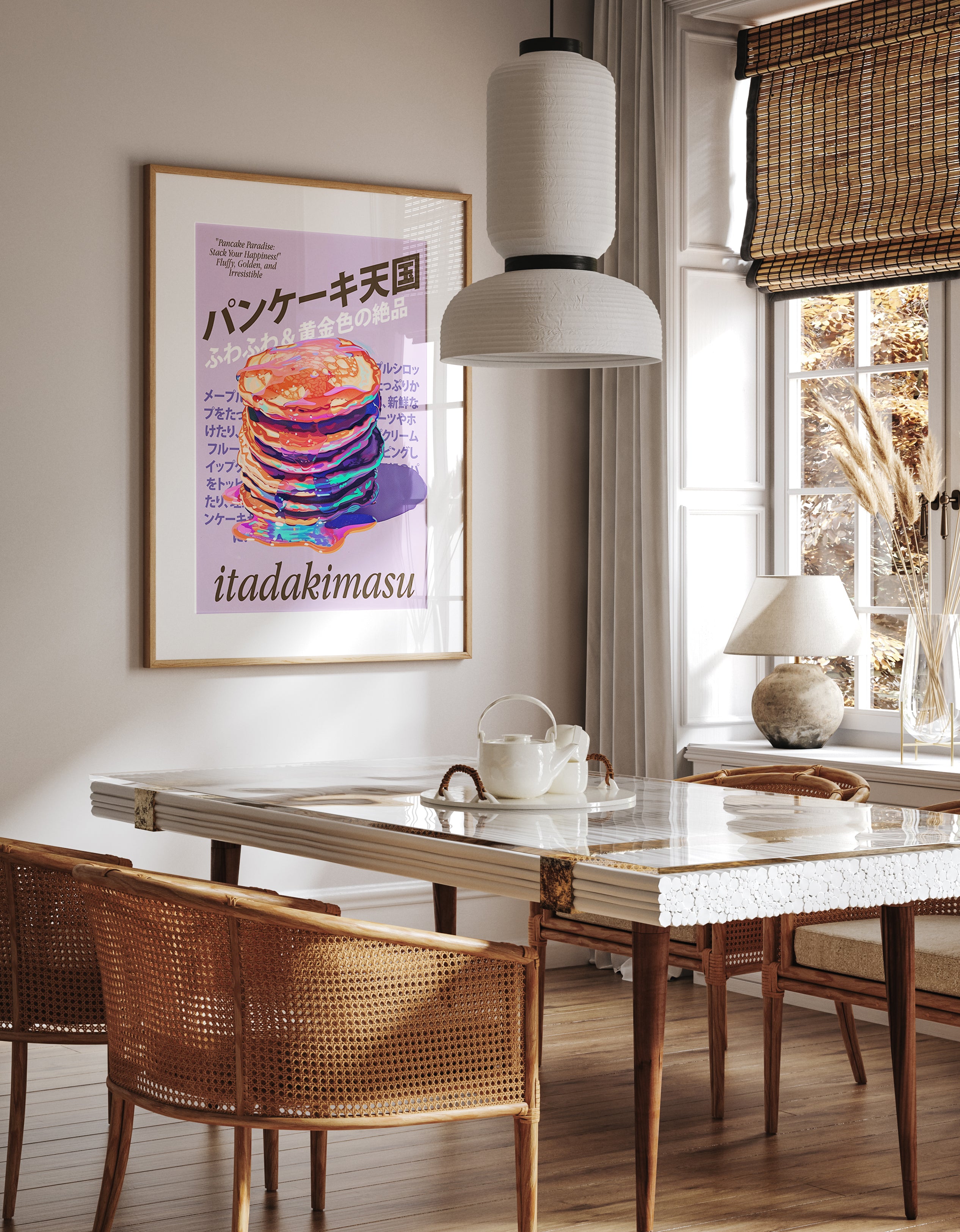 Neon Pancake Stack Art Print