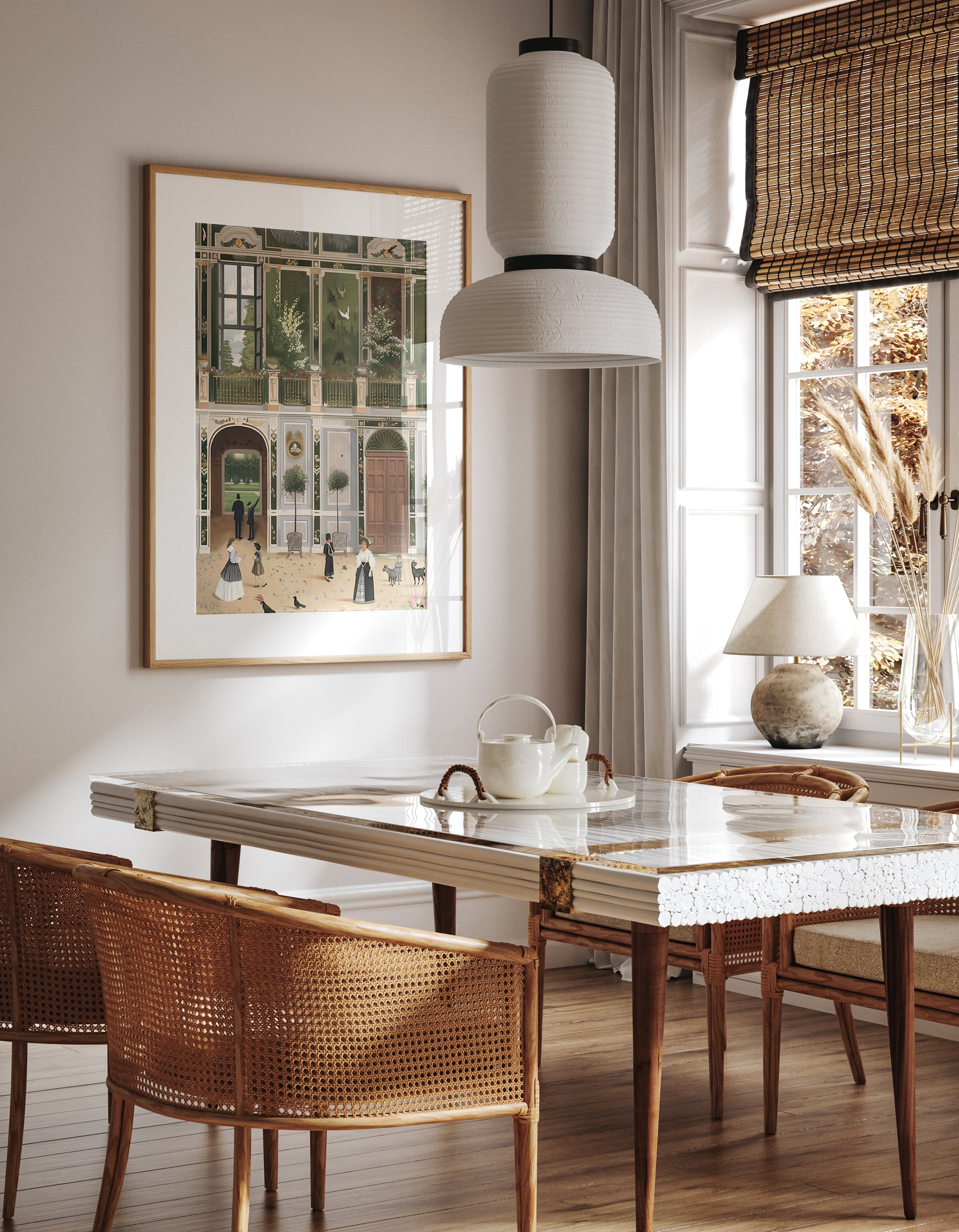 Grand Aristocratic Garden Courtyard Scene Print