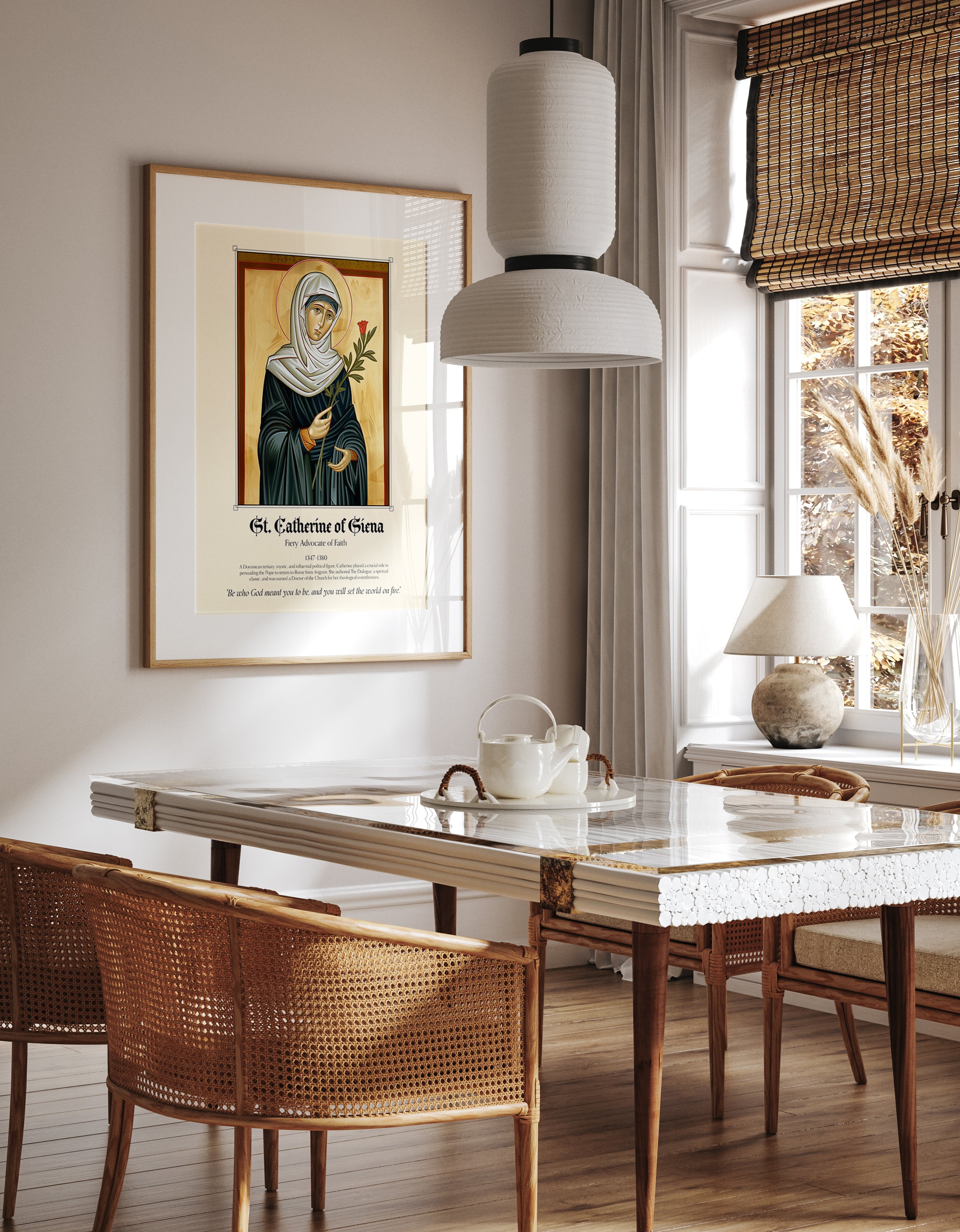 St. Catherine of Siena Poster – Dominican Mystic Catholic Icon Wall Art Print