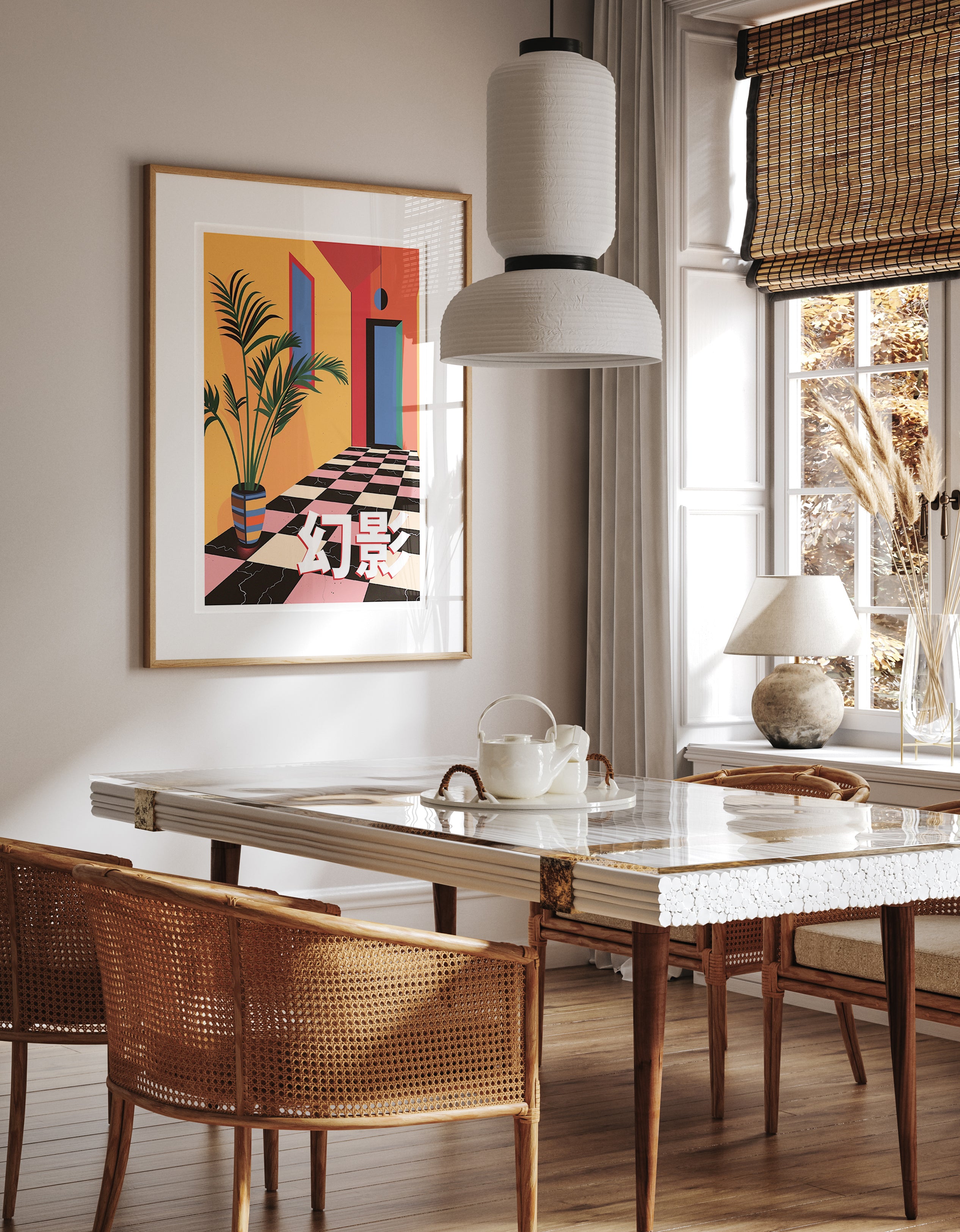 Retro Illusion Hallway Art Print