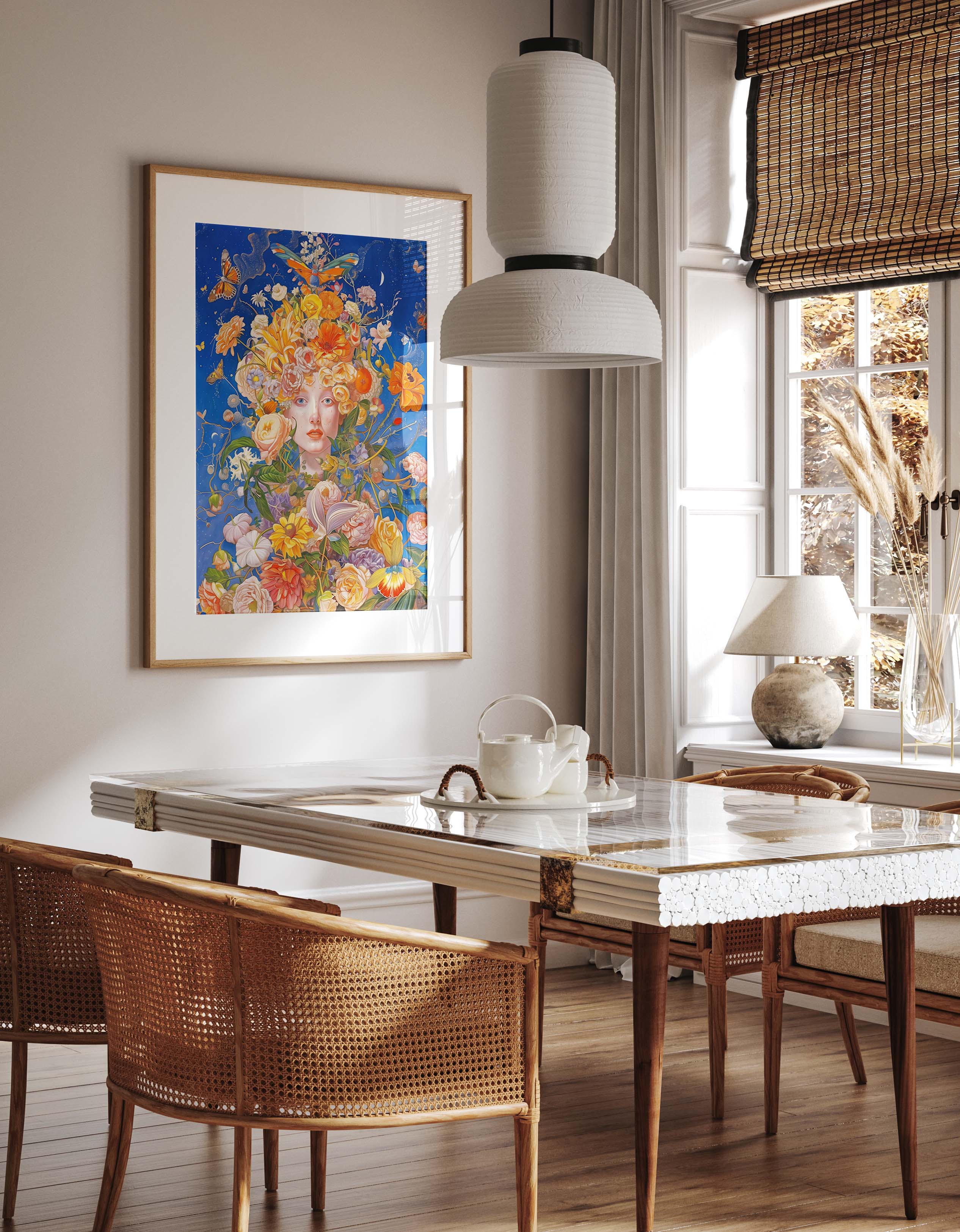 Surreal Floral Portrait Dreamlike Botanical Art Print