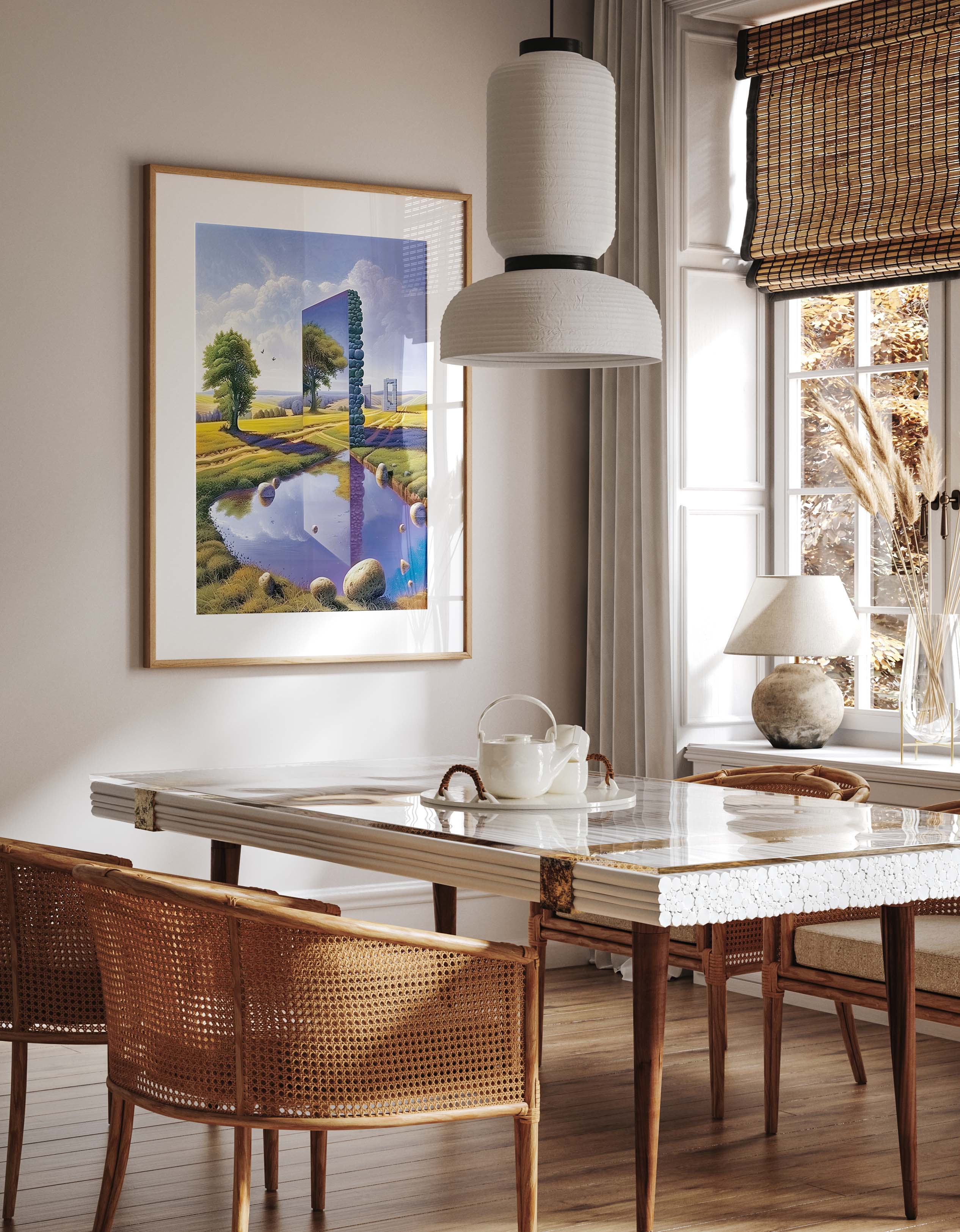 Surreal Mirror Landscape Dreamlike Reflection Art Print