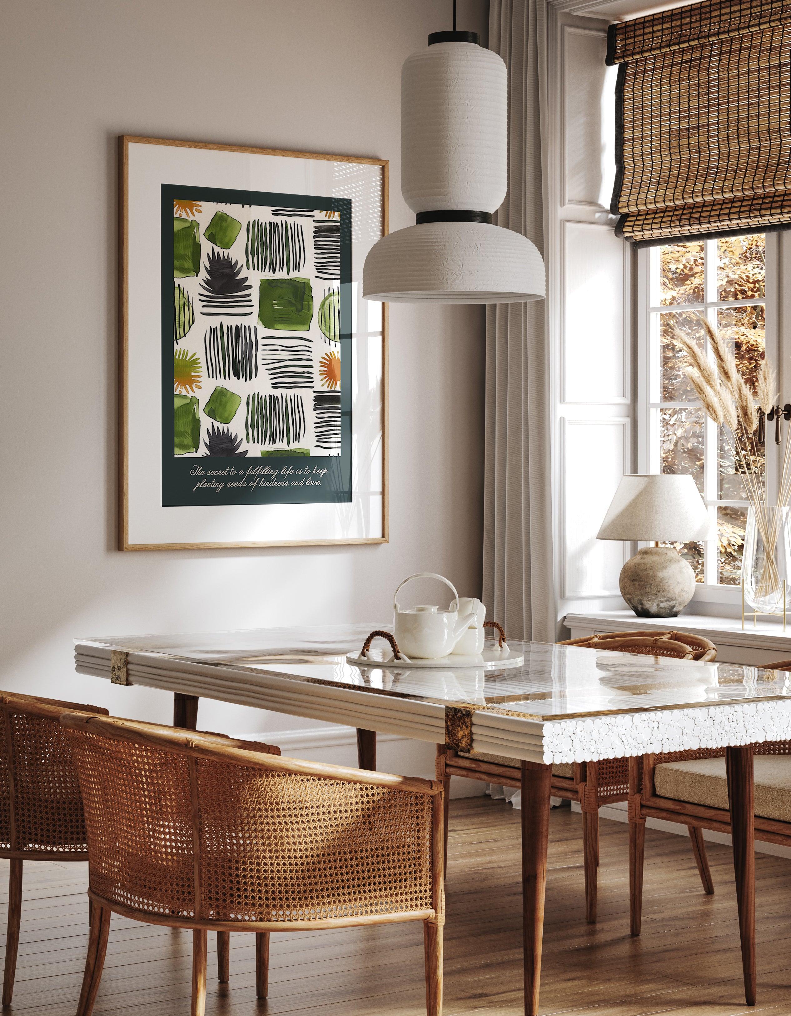 Organic Brush Grid Nature Inspired Pattern Print