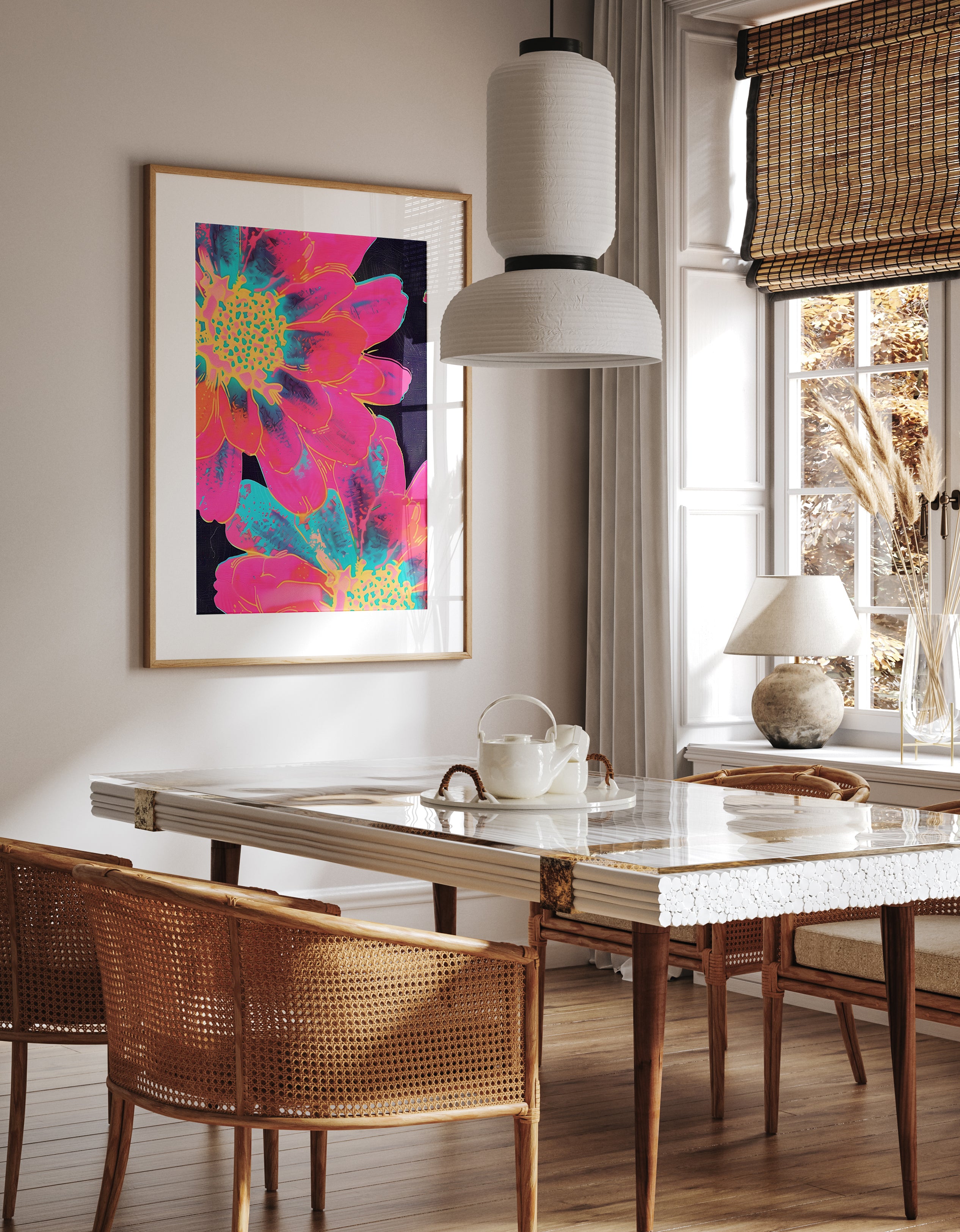 Neon Floral Abstract Print