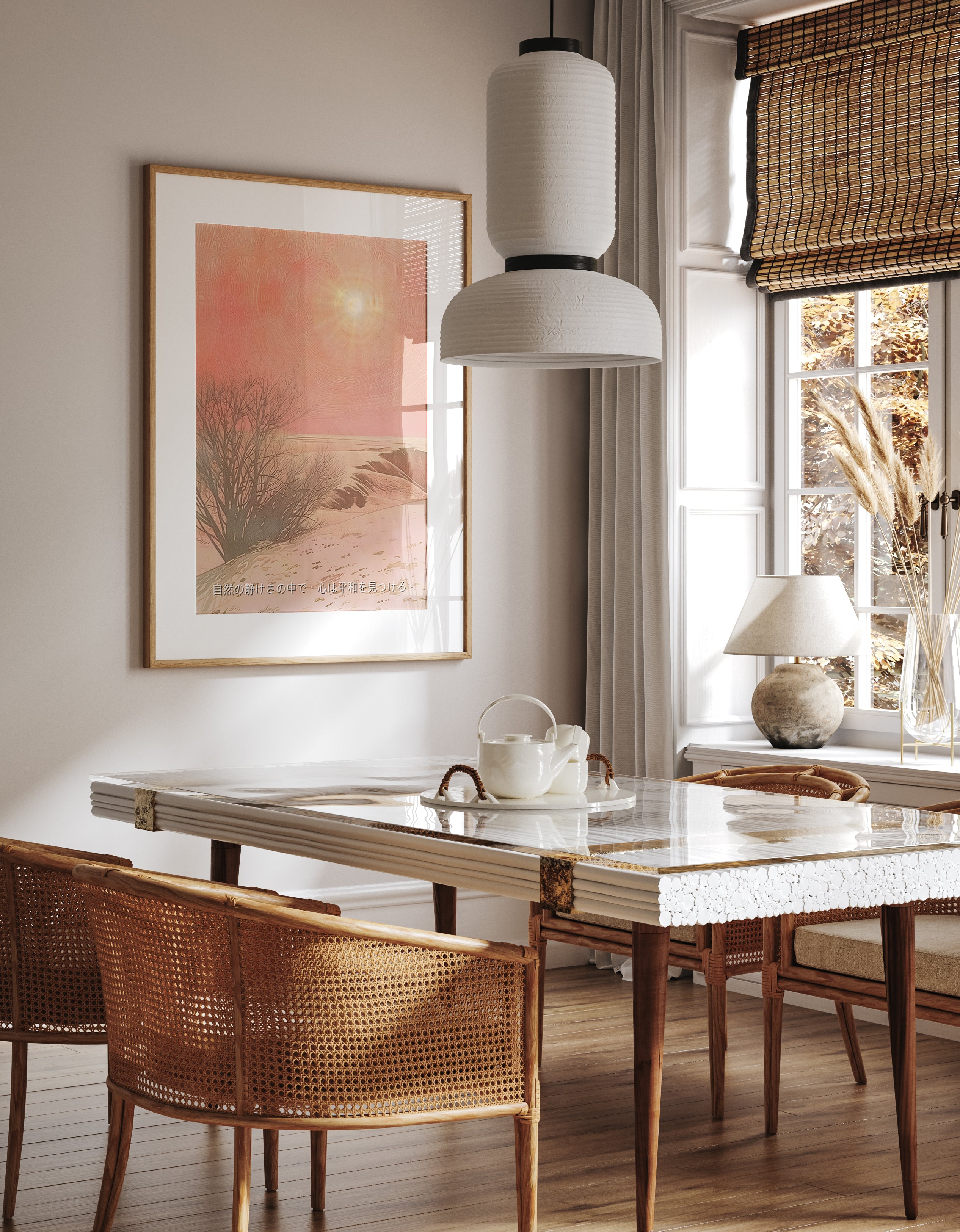 Tranquil Winter Desert Sunlight Landscape Art Print