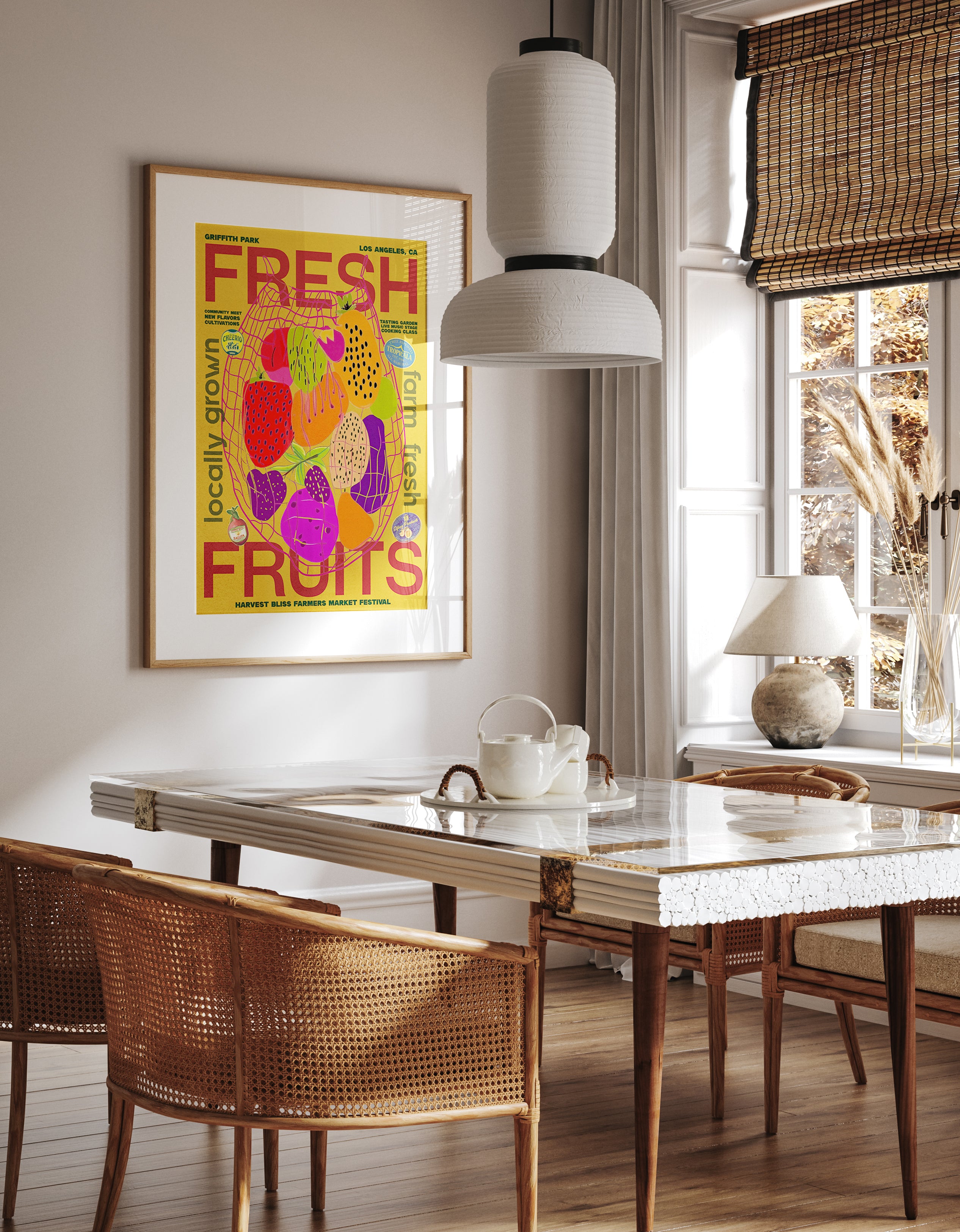 Colorful Tropical Fruit Market Festival Print