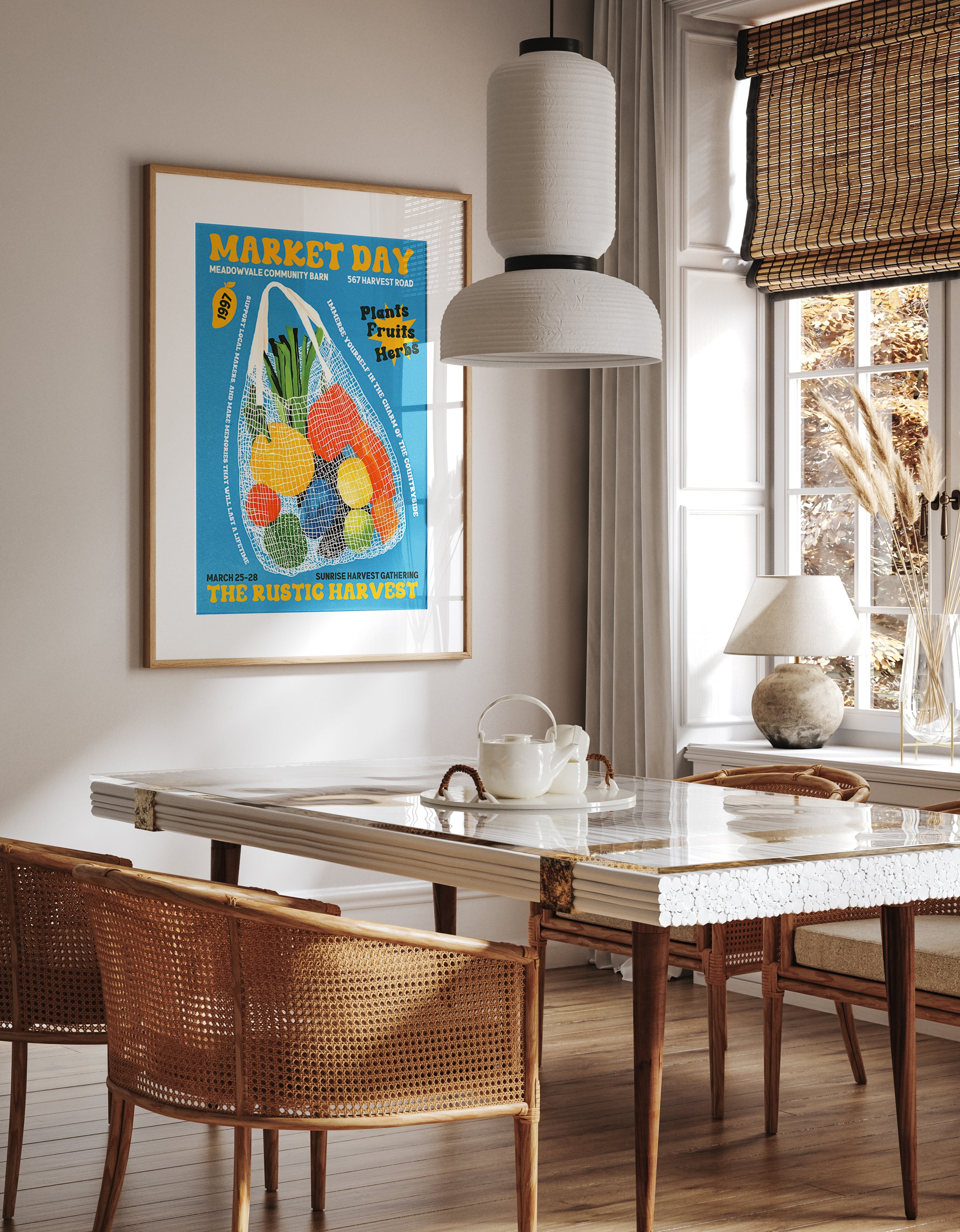 Market Day Rustic Harvest Veggie Tote Print