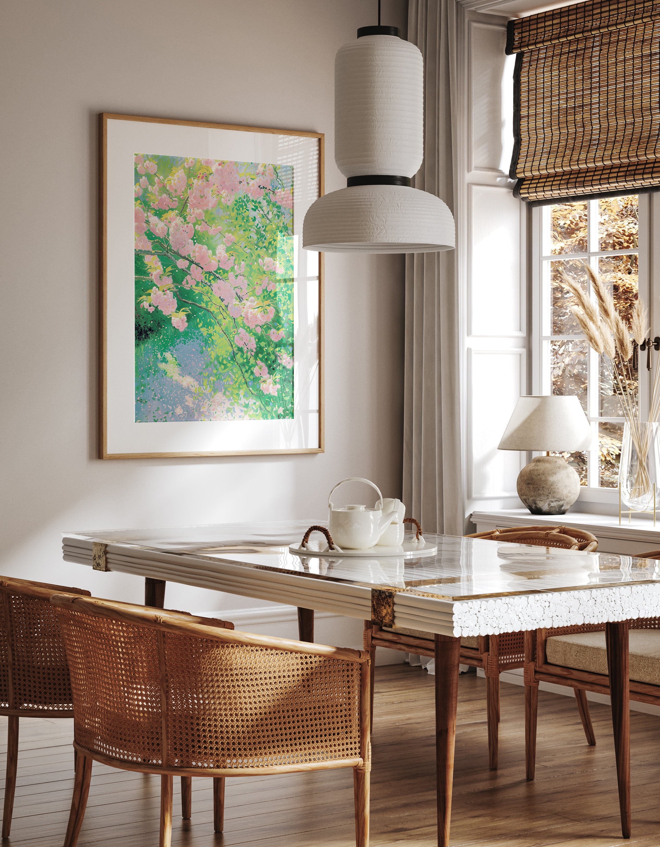 Cherry Blossom Garden Springtime Nature Print