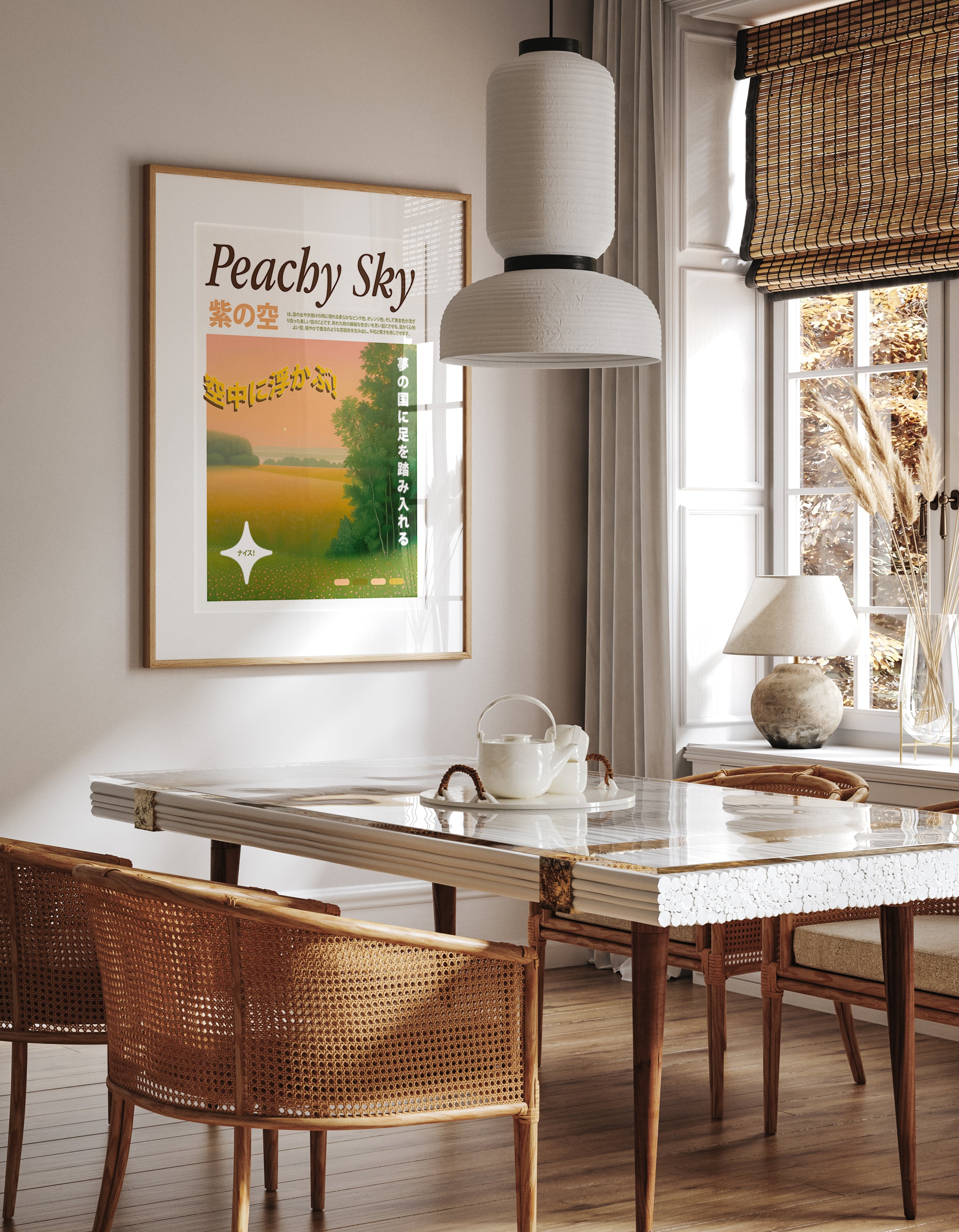 Sunset Field and Peach Sky Poster Print