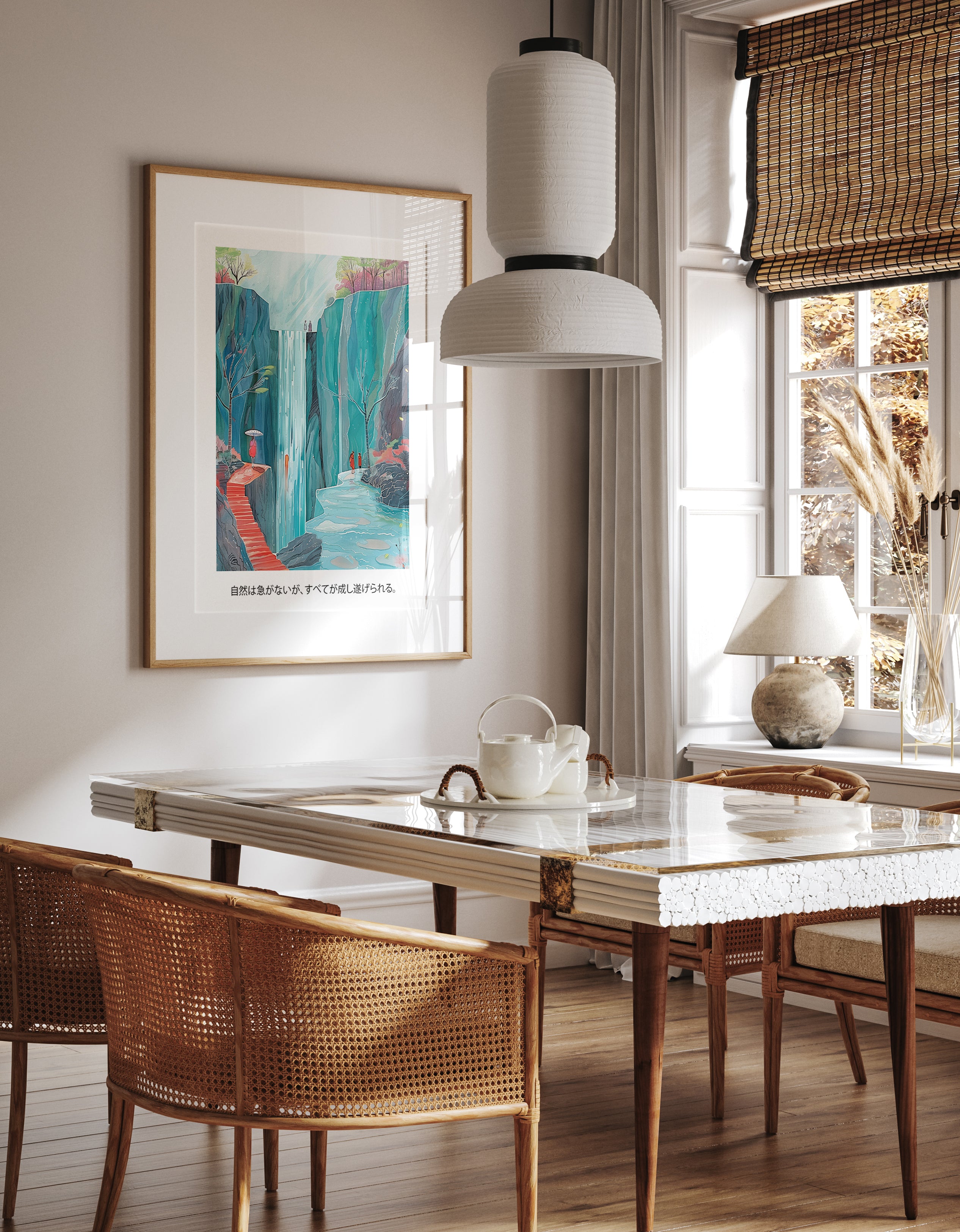 Serene Waterfall Landscape Art Print