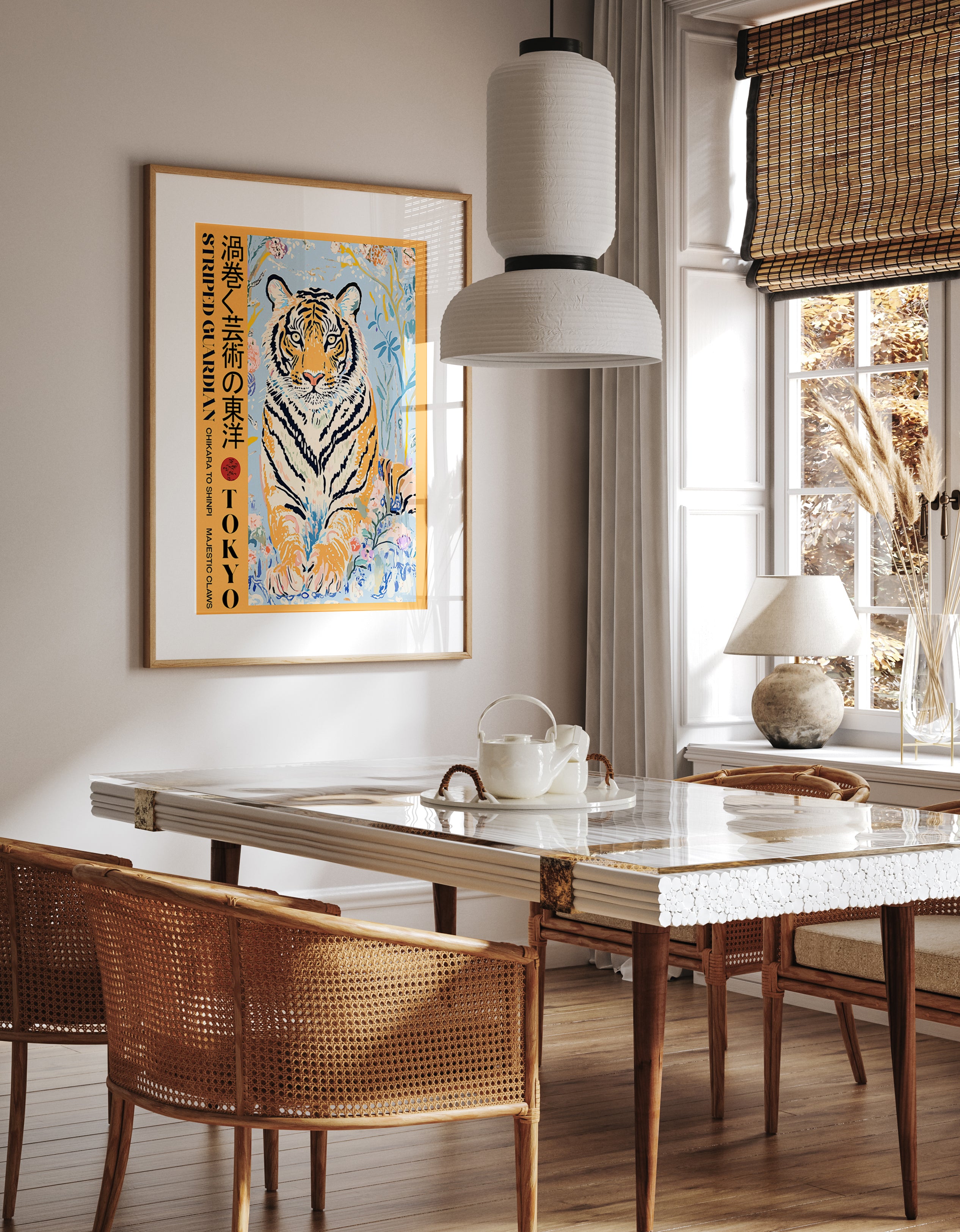 Majestic Tiger In Floral Tranquility Wall Art Print