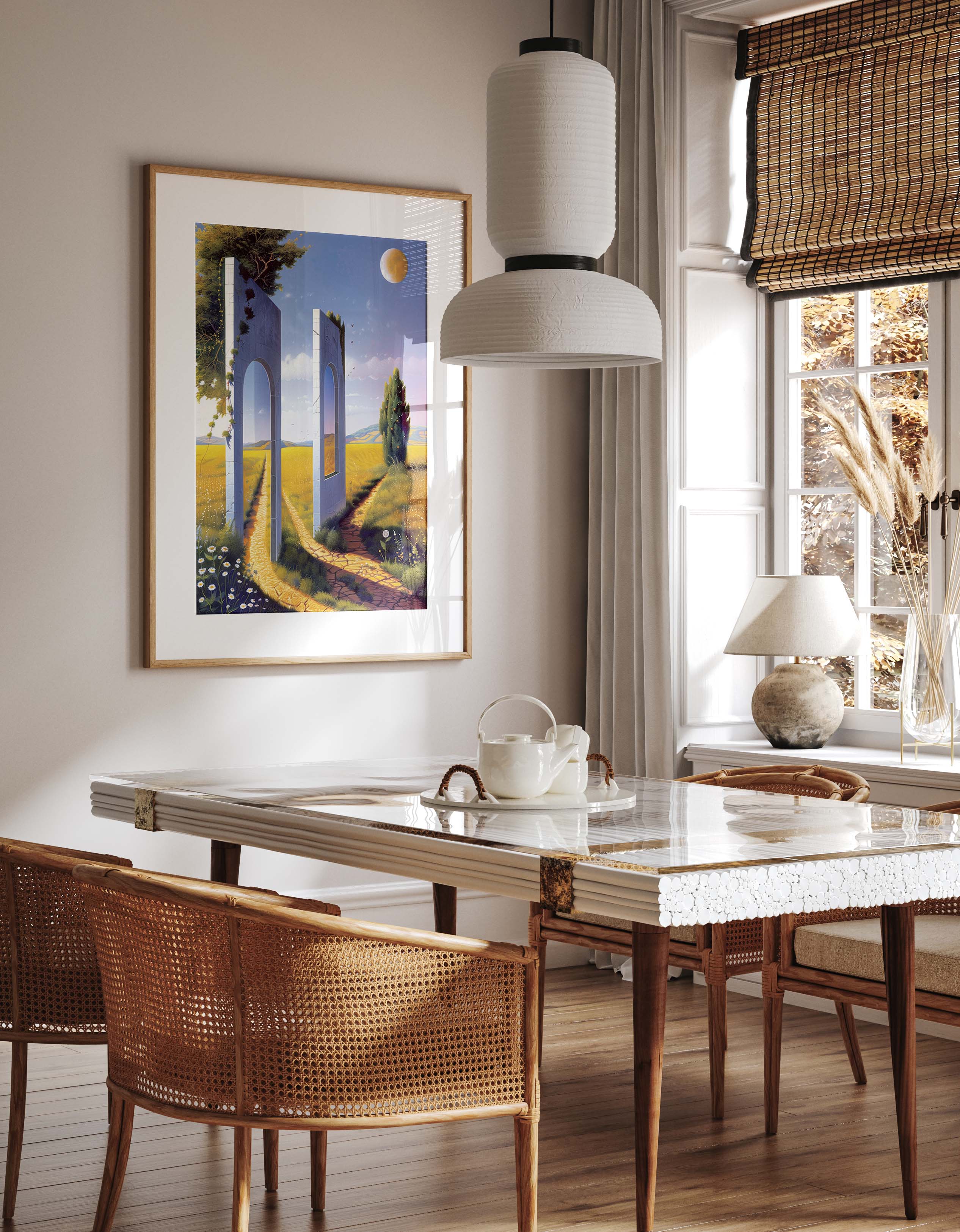 Archways Dreamlike Golden Field Art Print