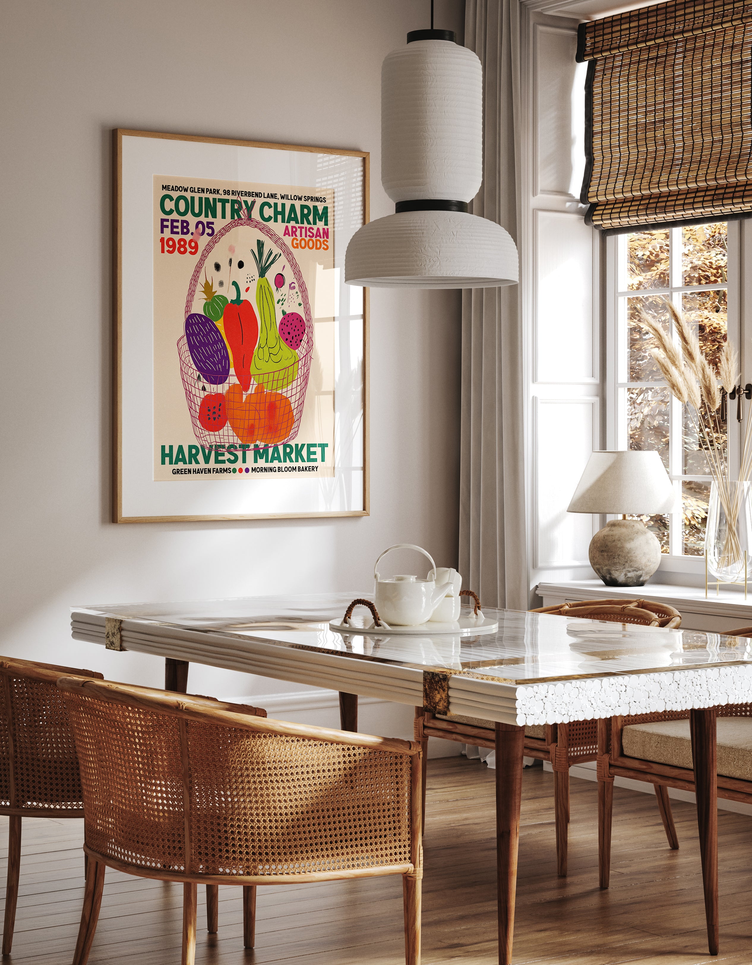 Country Charm Retro Harvest Market Print