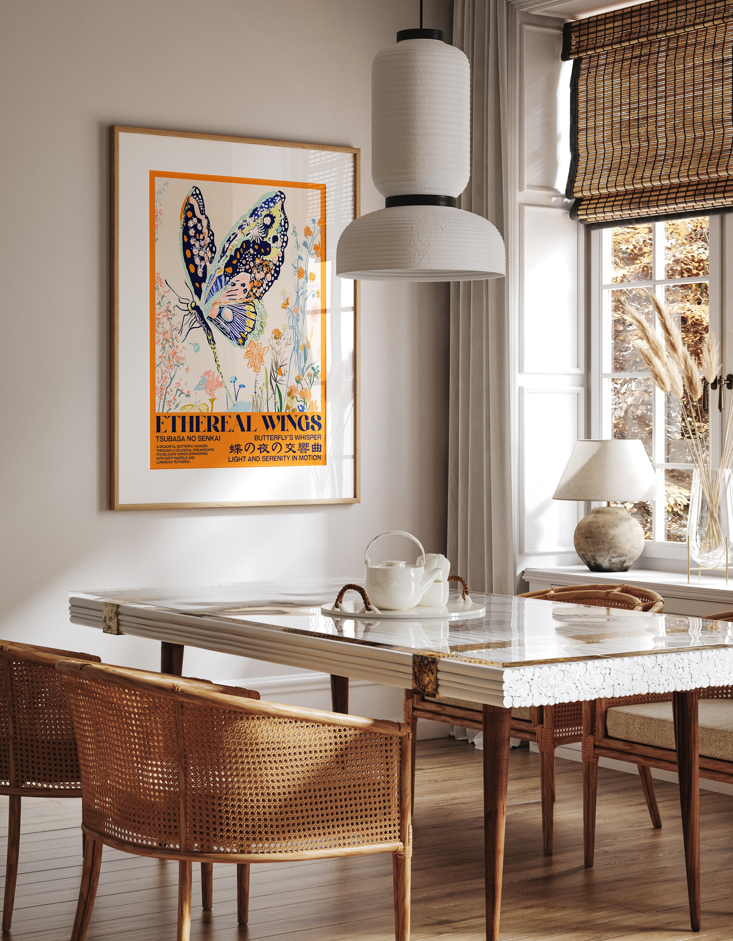 Vibrant Butterfly Over Floral Dream Wall Art Print