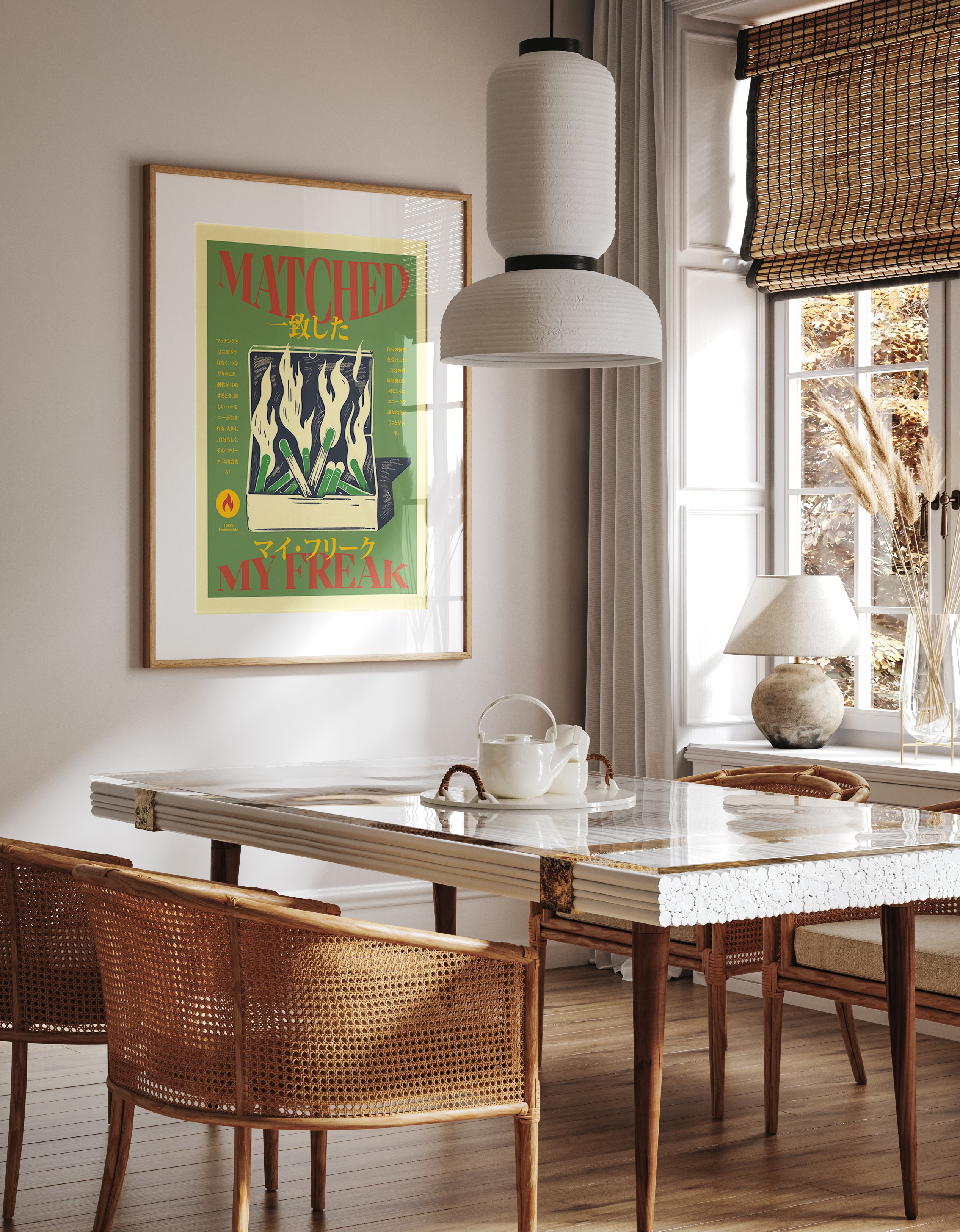 Retro Matchbox Flames Pop Poster Print