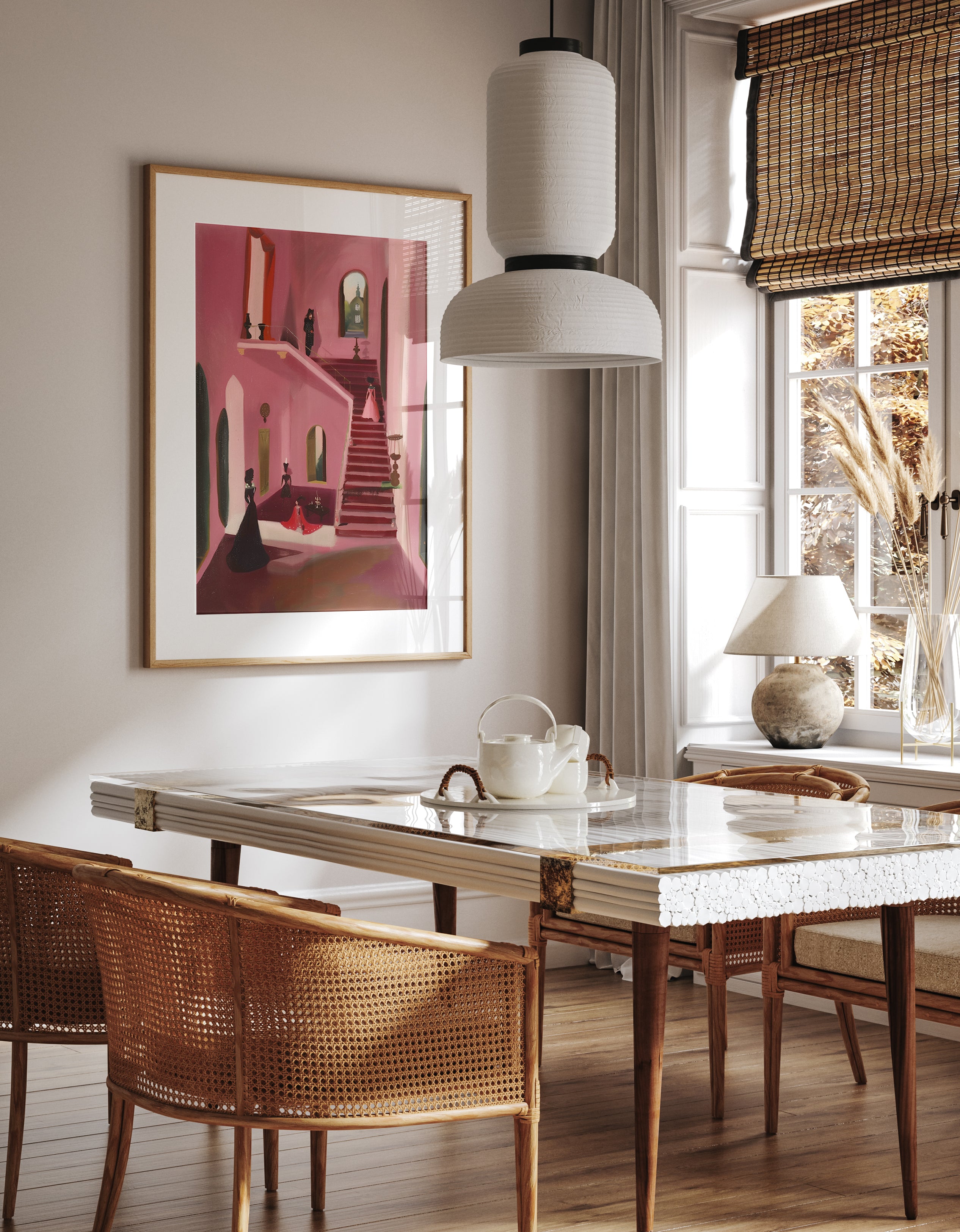 Grand Pink Manor Aristocratic Elegance Art Print