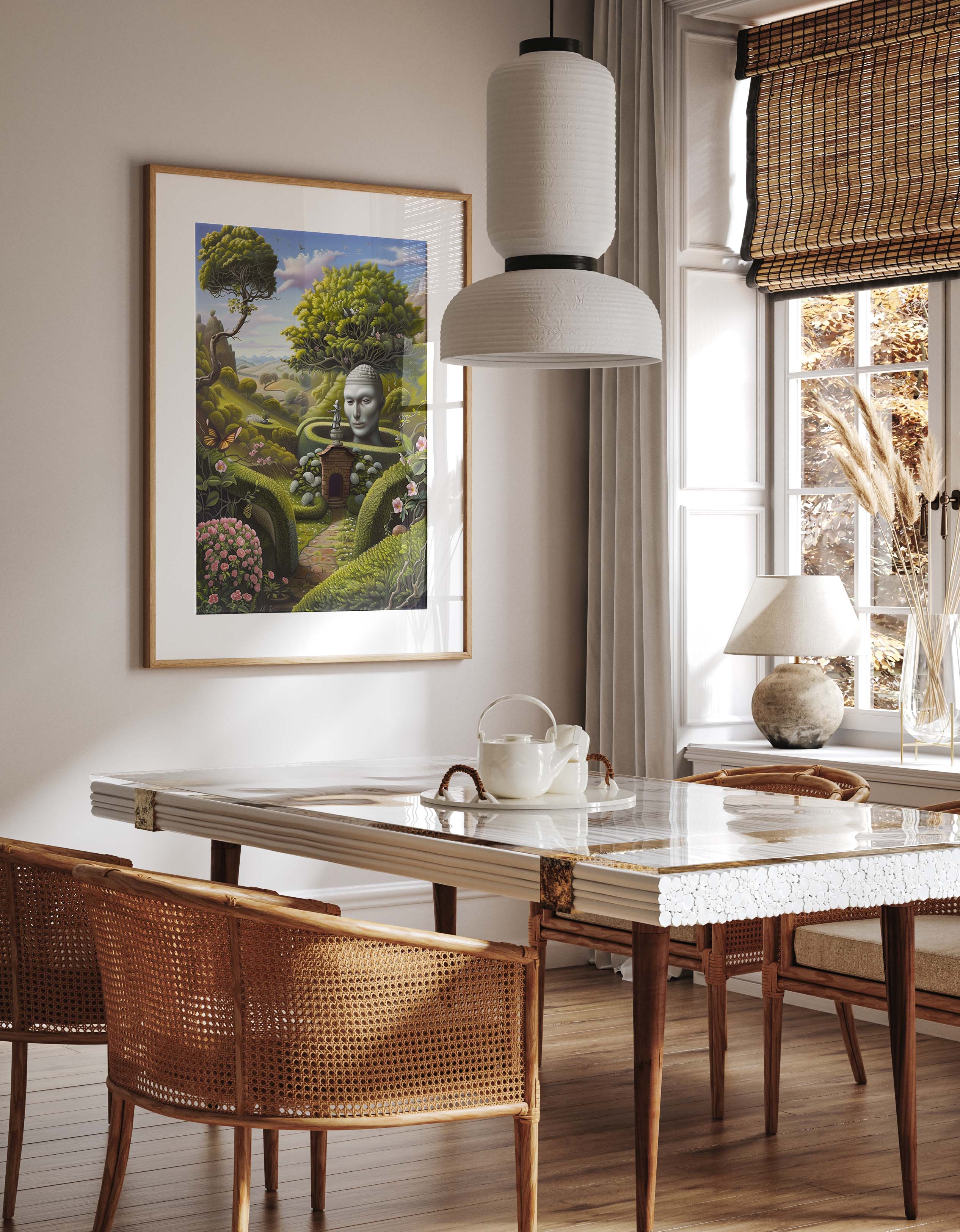 Garden Sculpture Dreamlike Landscape Art Print