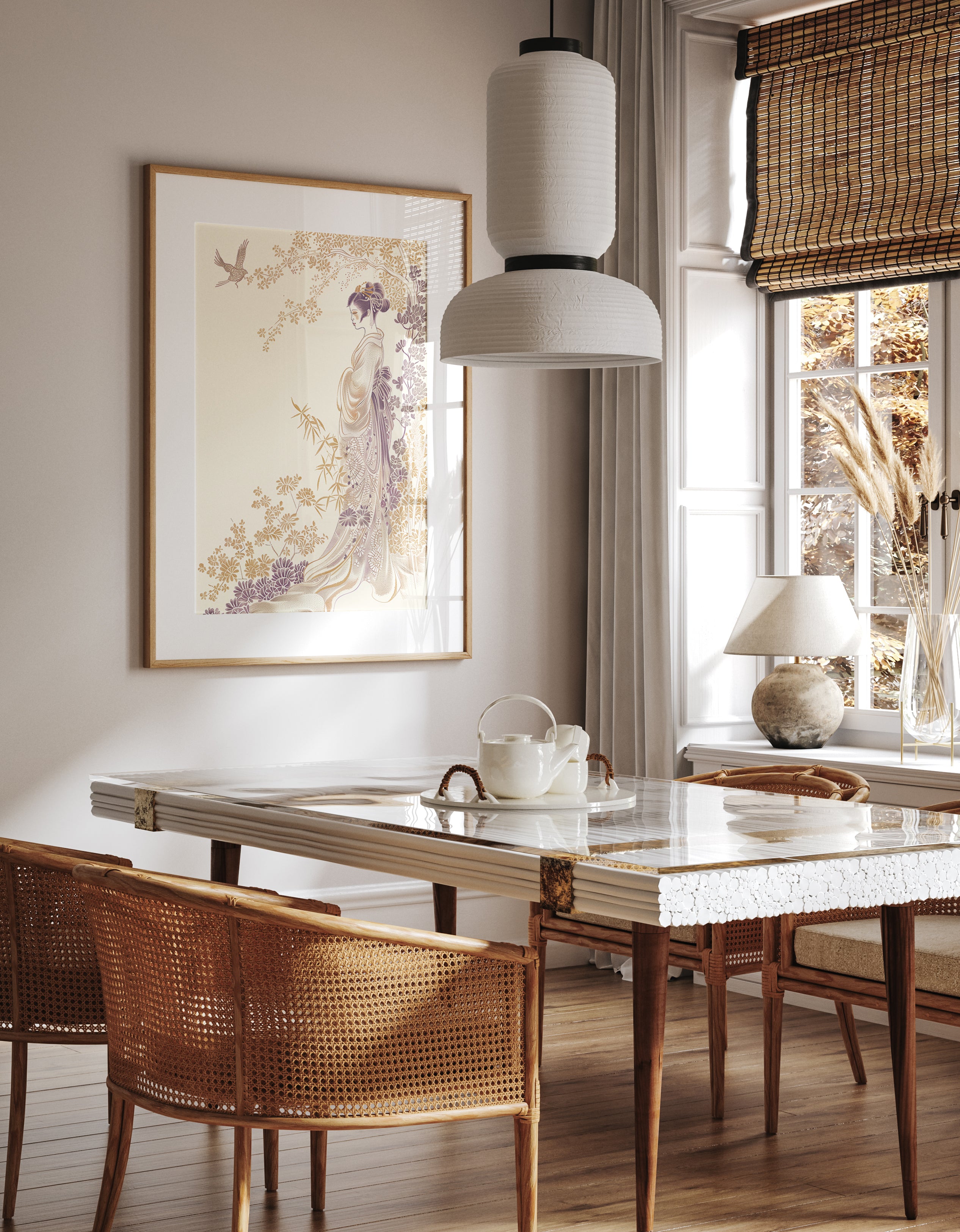 Elegant Geisha Floral Print