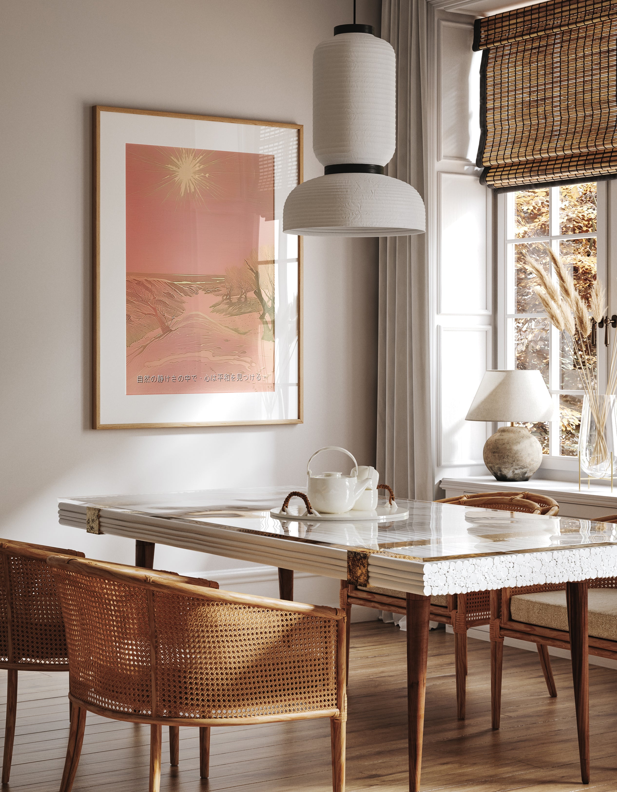 Serene Desert Horizon Sunset Wall Art Print