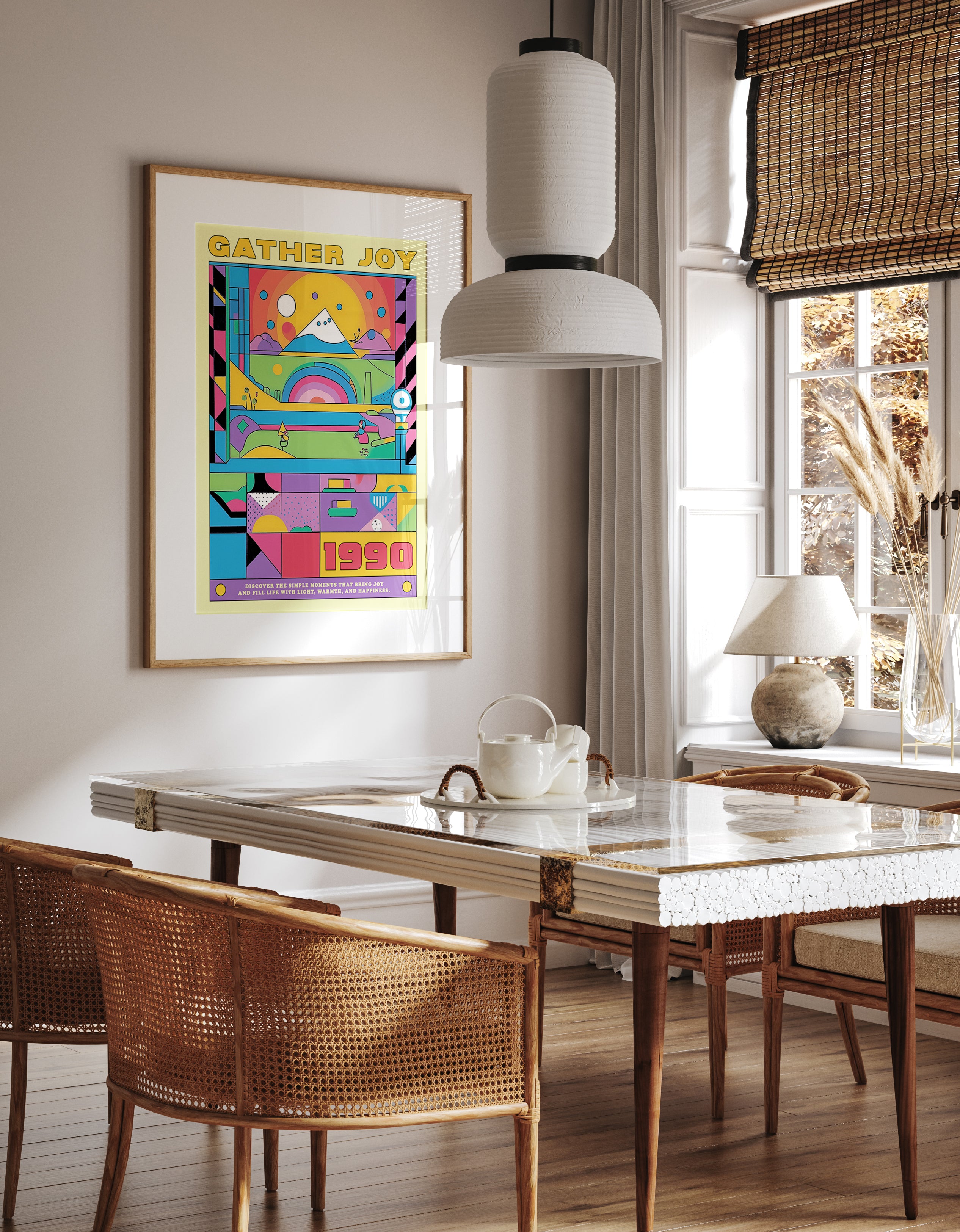 Vibrant Geometric Joyful Abstract Art Print