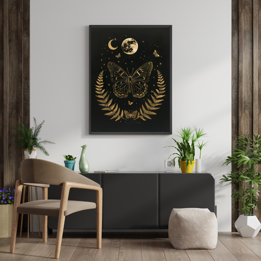 Celestial Butterfly and Moon Glow Print