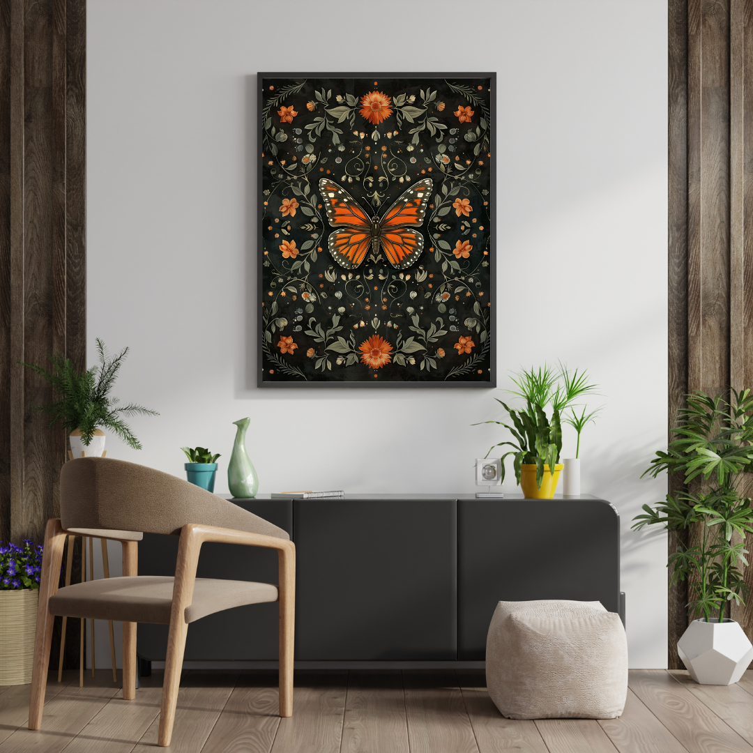 Garden Butterfly Poster - Floral and Fauna Wall Art Print