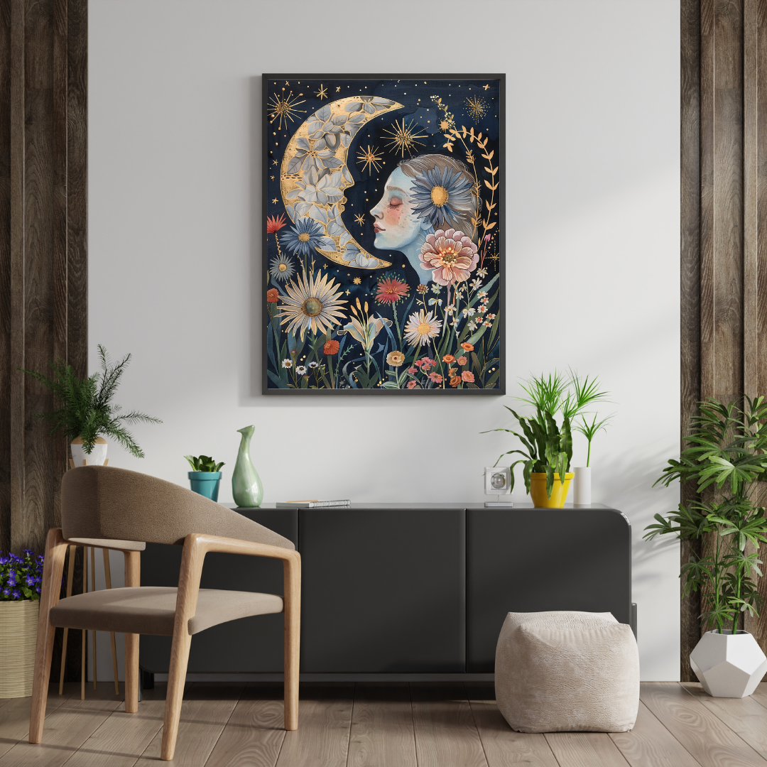 Moonlit Floral Dreams Print