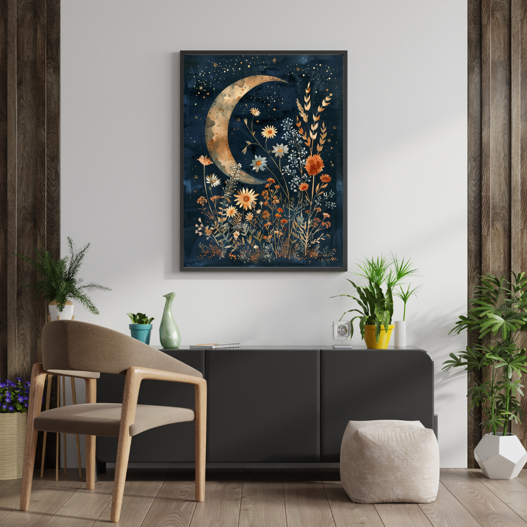 Golden Moonlit Meadow Print