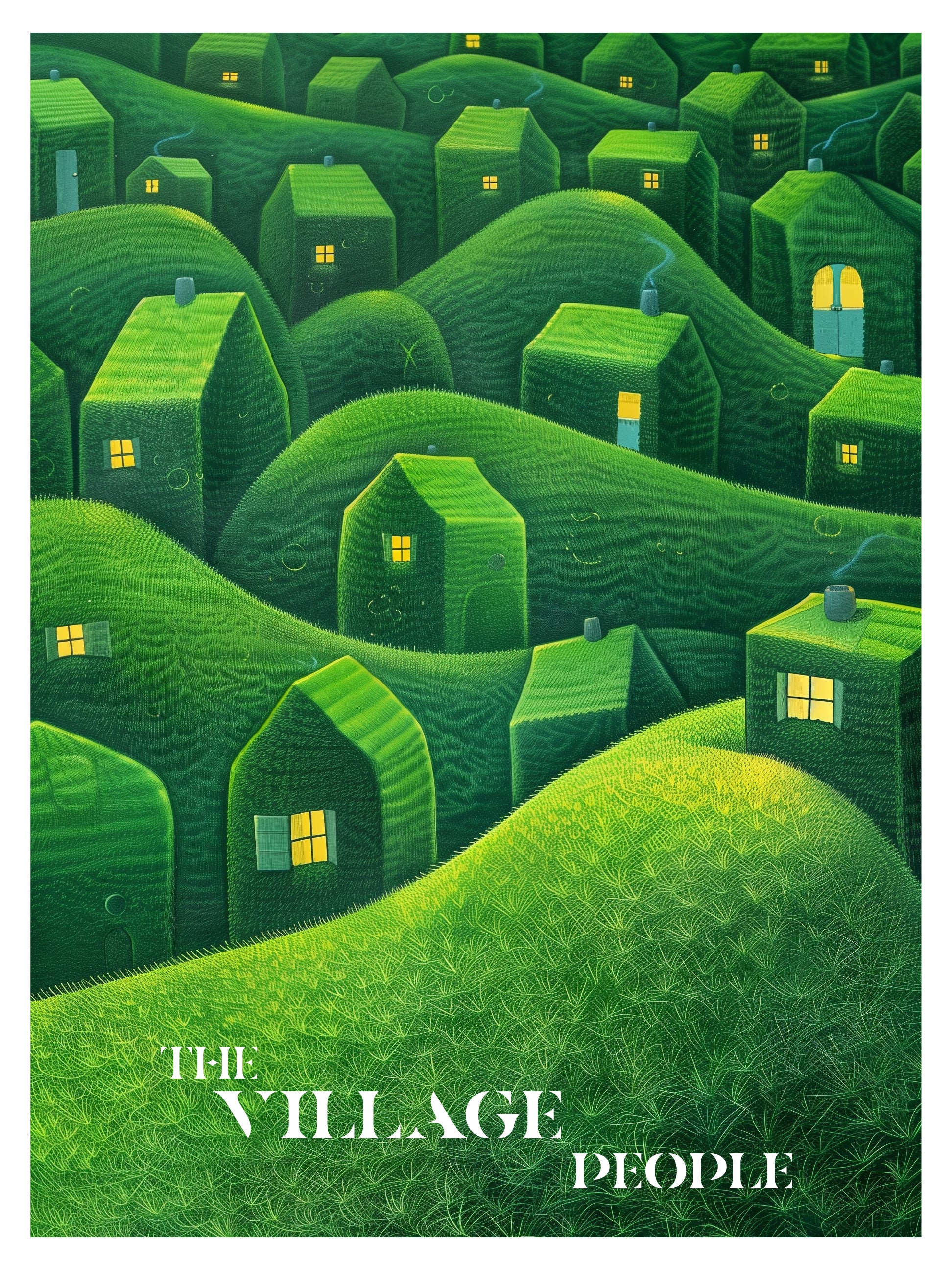 The Village People Green Hillside Art Print