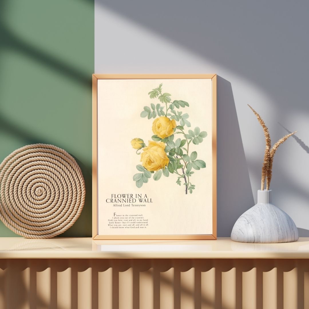 Gelbe Rose Poesie Druck