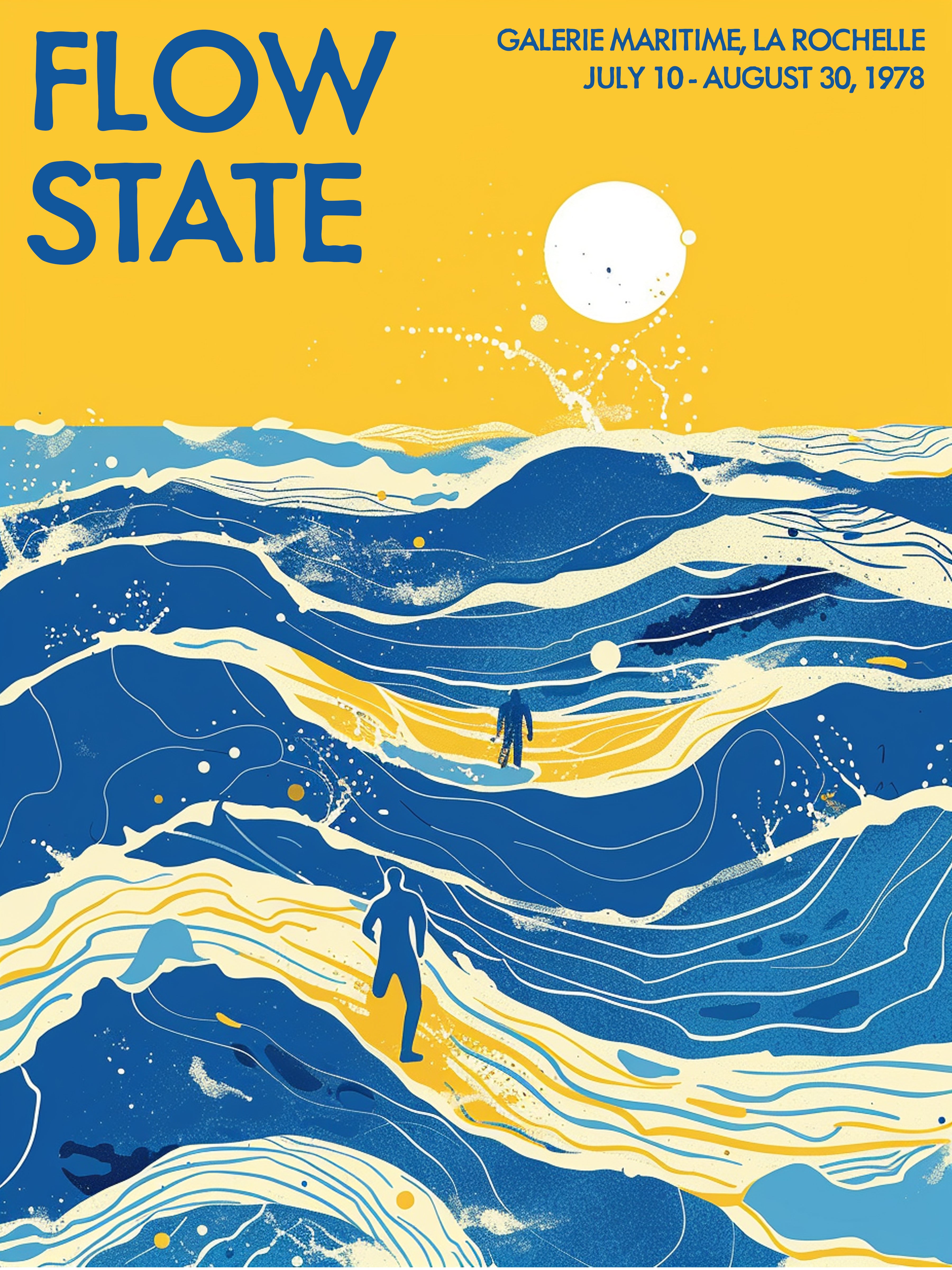 Abstract Sea Coastal Wall Art - Inspirational Flow State La Rochelle Art Exhibition Poster Print