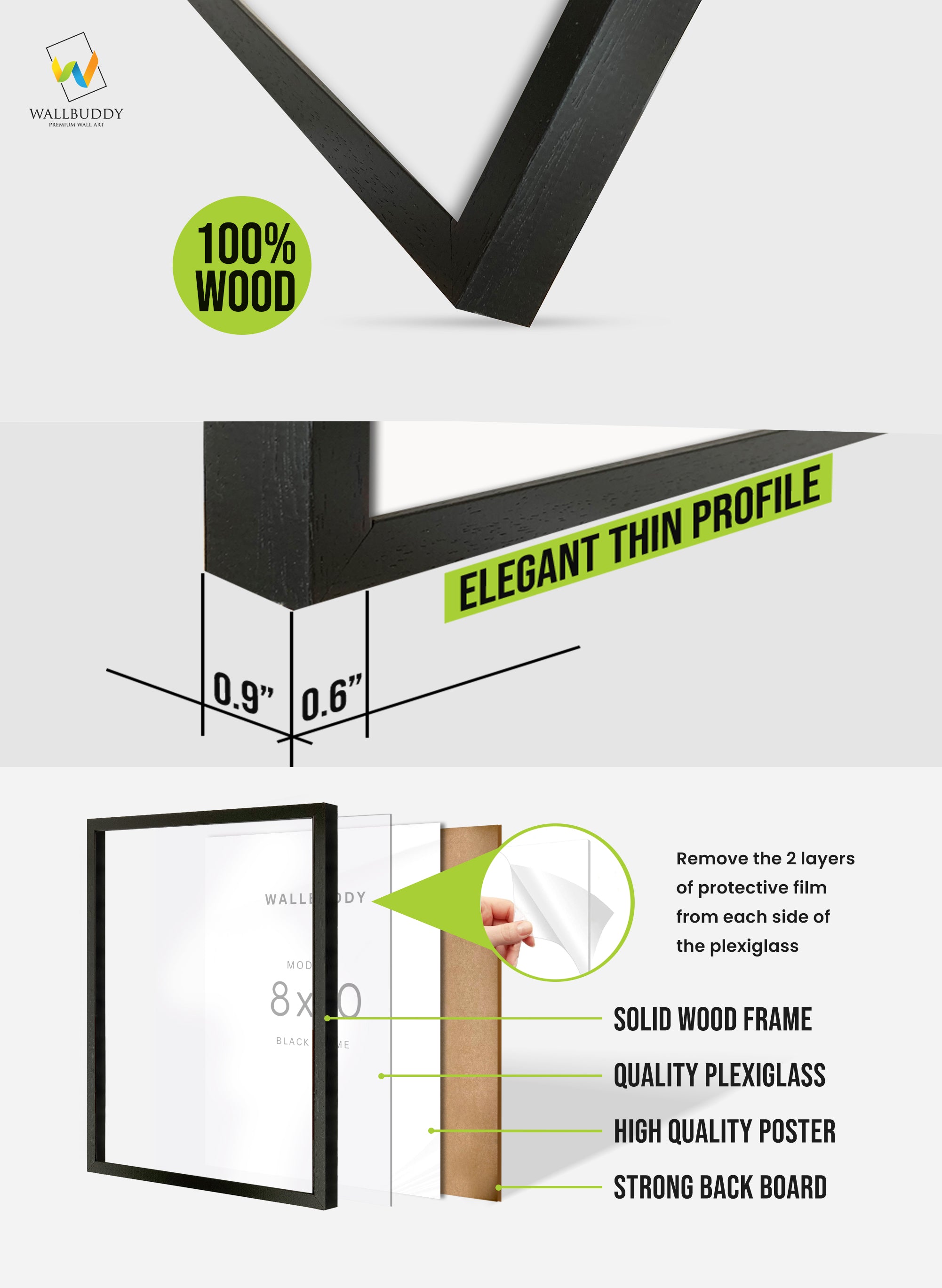 8" x 10" Modern Black Frame