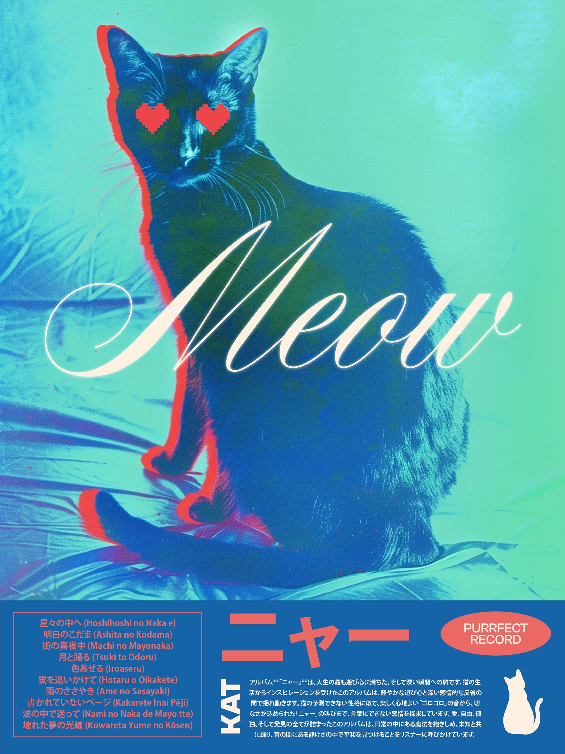 Trippy Love-Eyed Cat Album Poster Print