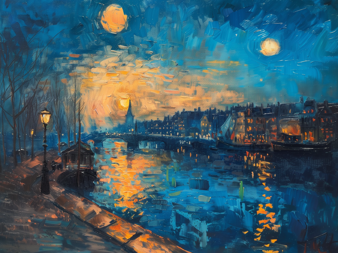 Sternennacht Stadtbild Druck