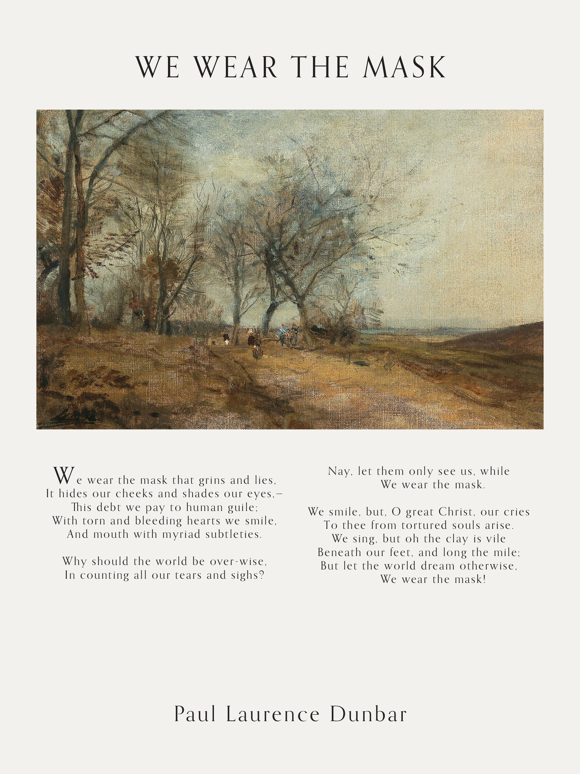 We Wear the Mask - Paul Laurence Dunbar Poetic Art