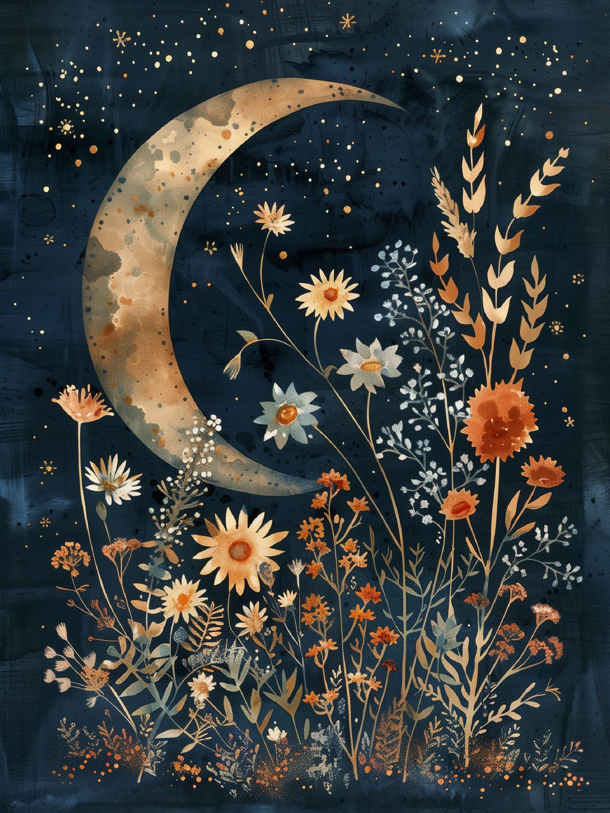 Golden Moonlit Meadow Print