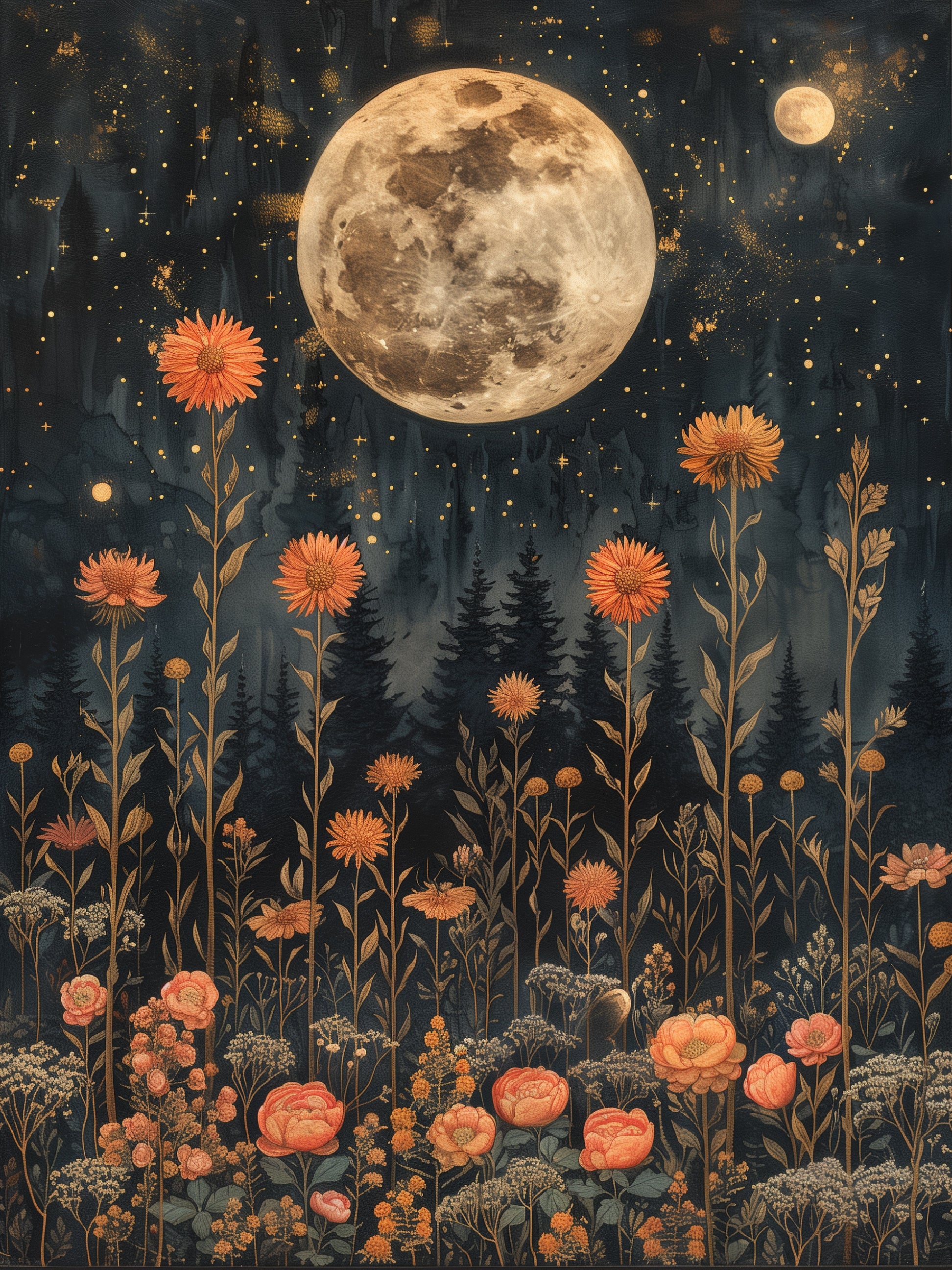 Full Moon Forest Bloom Print