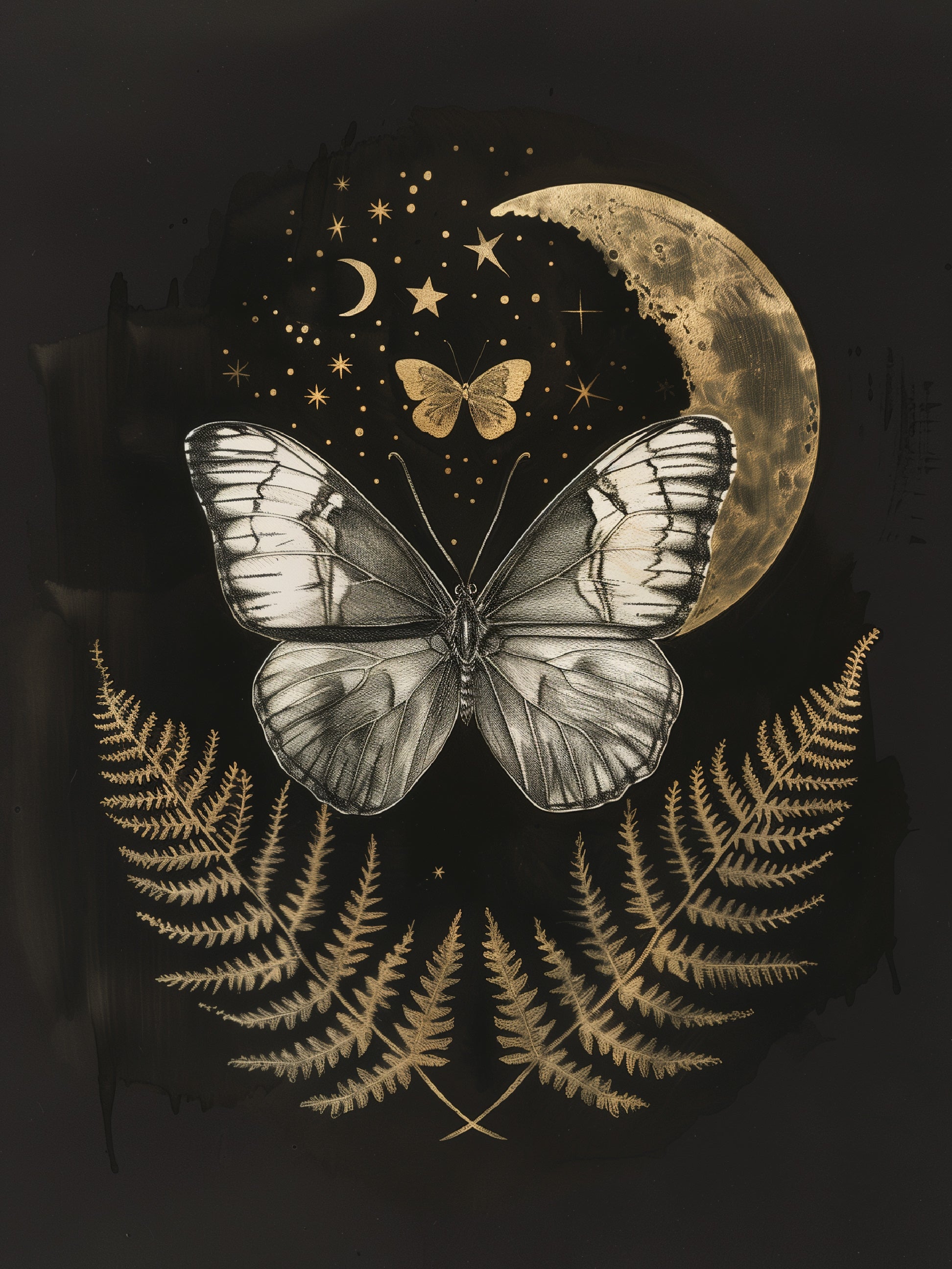 Celestial Butterfly and Moon Print