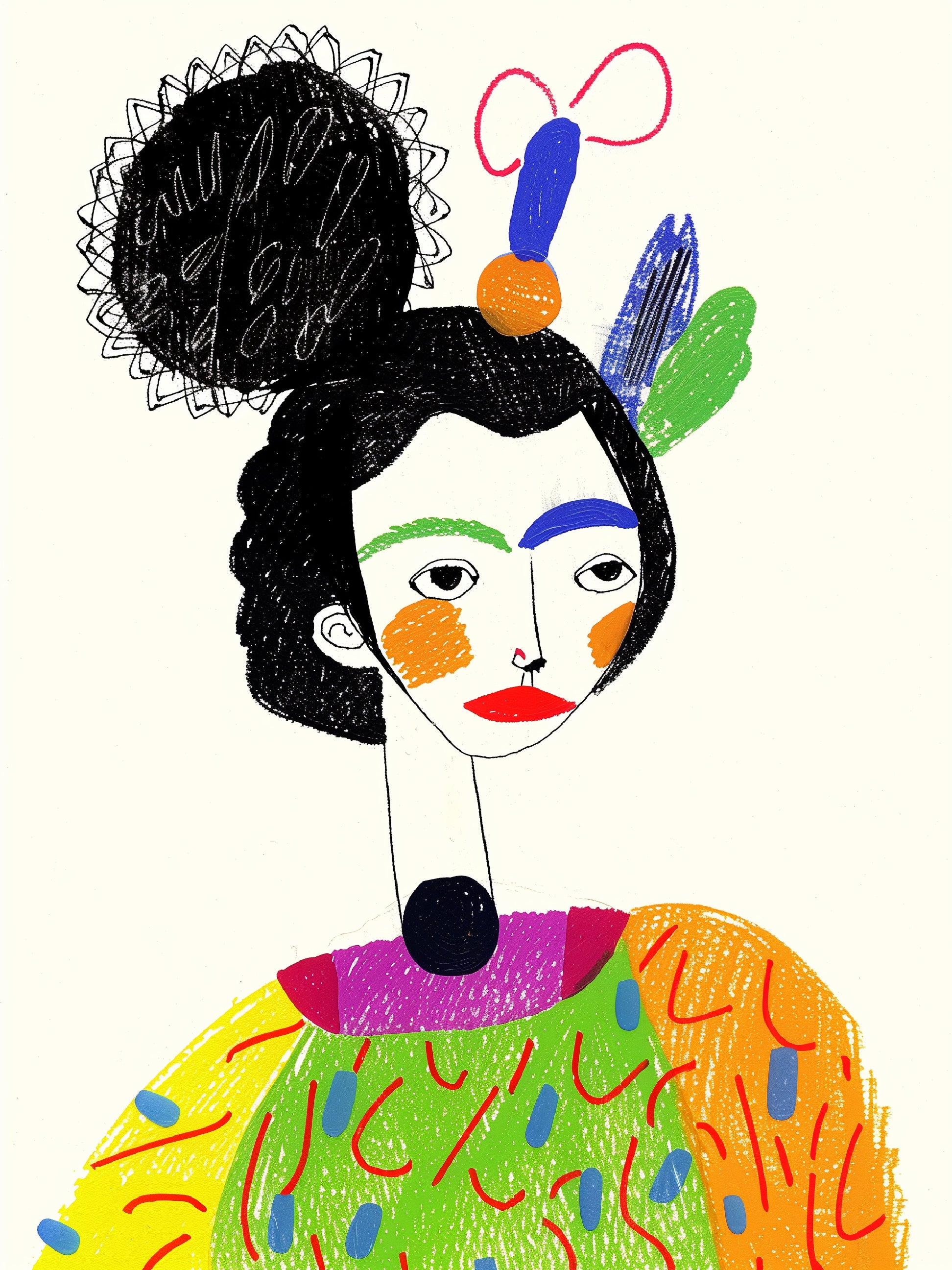 Vibrant Abstract Modern Portrait Art Print