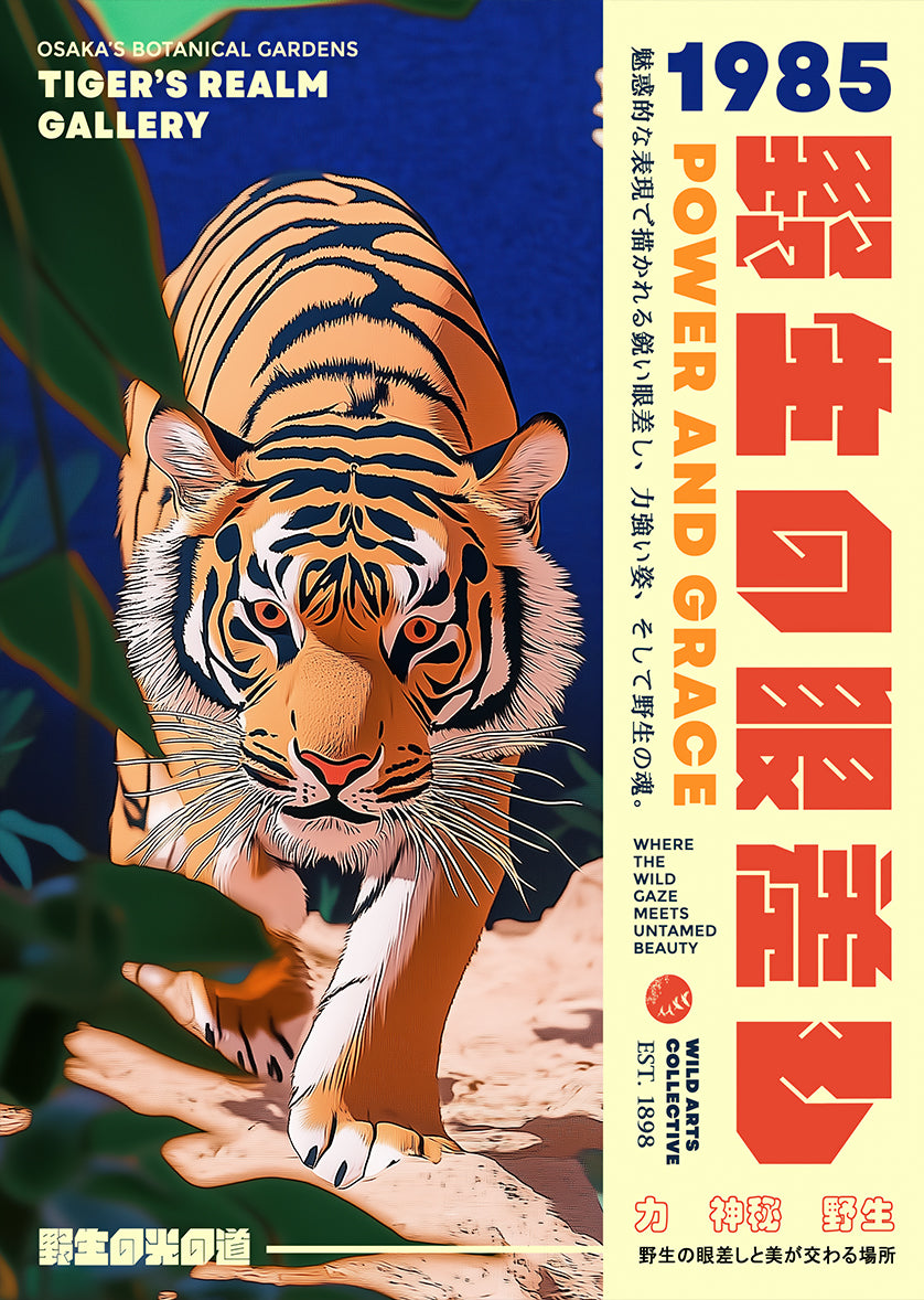 Osaka's Botanical Gardens Tiger's Realm Gallery Wall Art 1985 Poster- Japanese Tiger Art Print