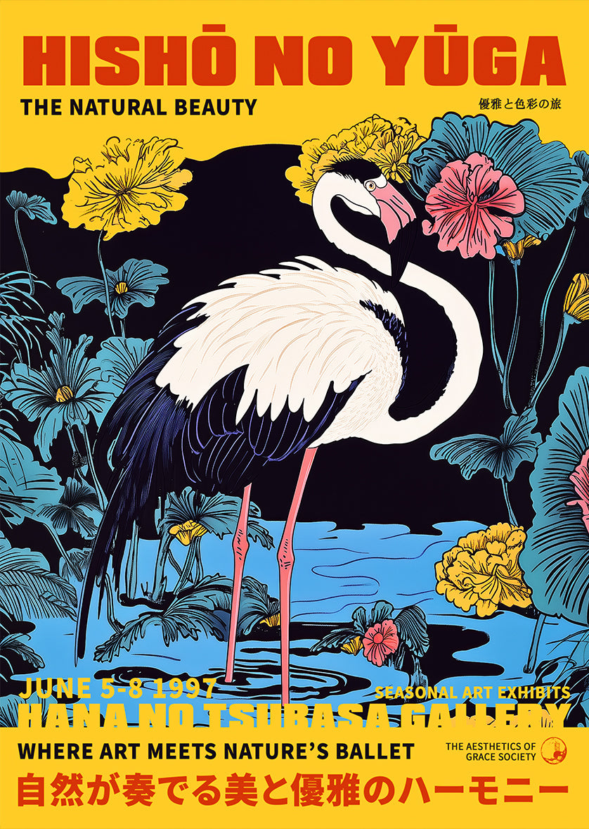 Floral and Bird Artwork Print - Hissho no Yūga Poster – Japanese Natural Beauty Wall Art Poster